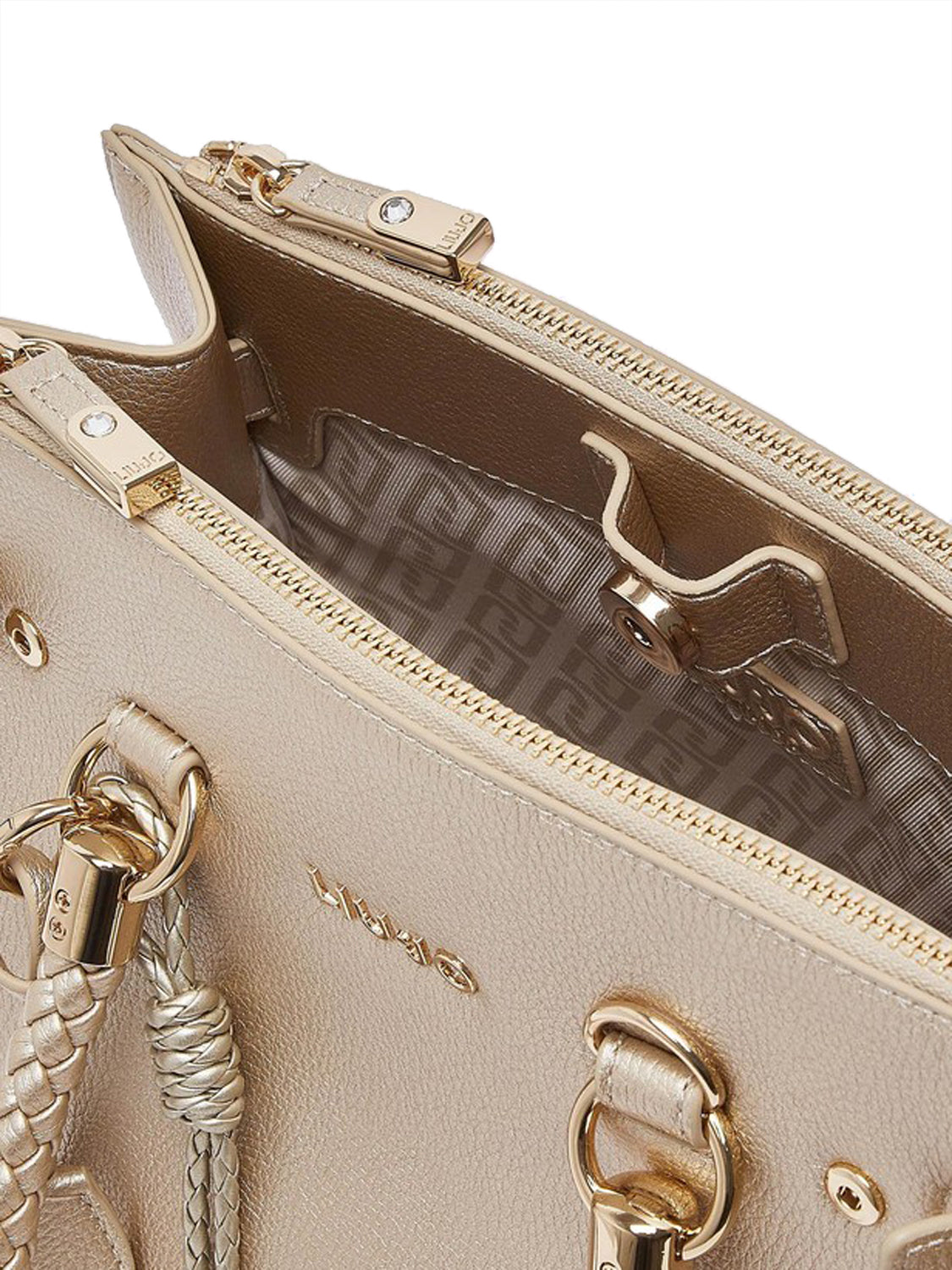 LIUJO ACCESSORI1 Liu Jo Borsa A Tracolla Logo Frontale Gold Light gold