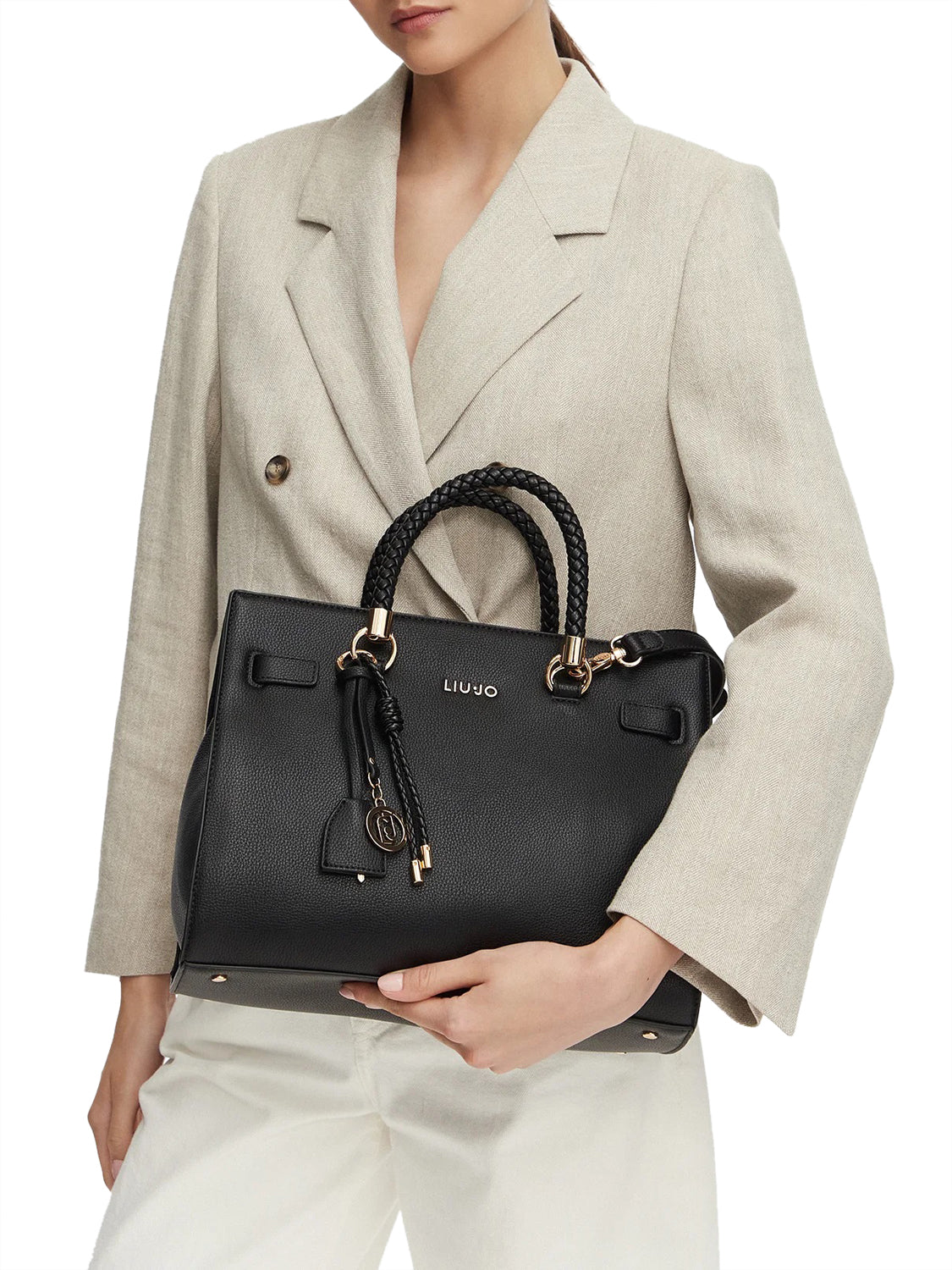 LIUJO ACCESSORI1 Liu Jo Borsa A Mano Charm Logato Nero BLACK