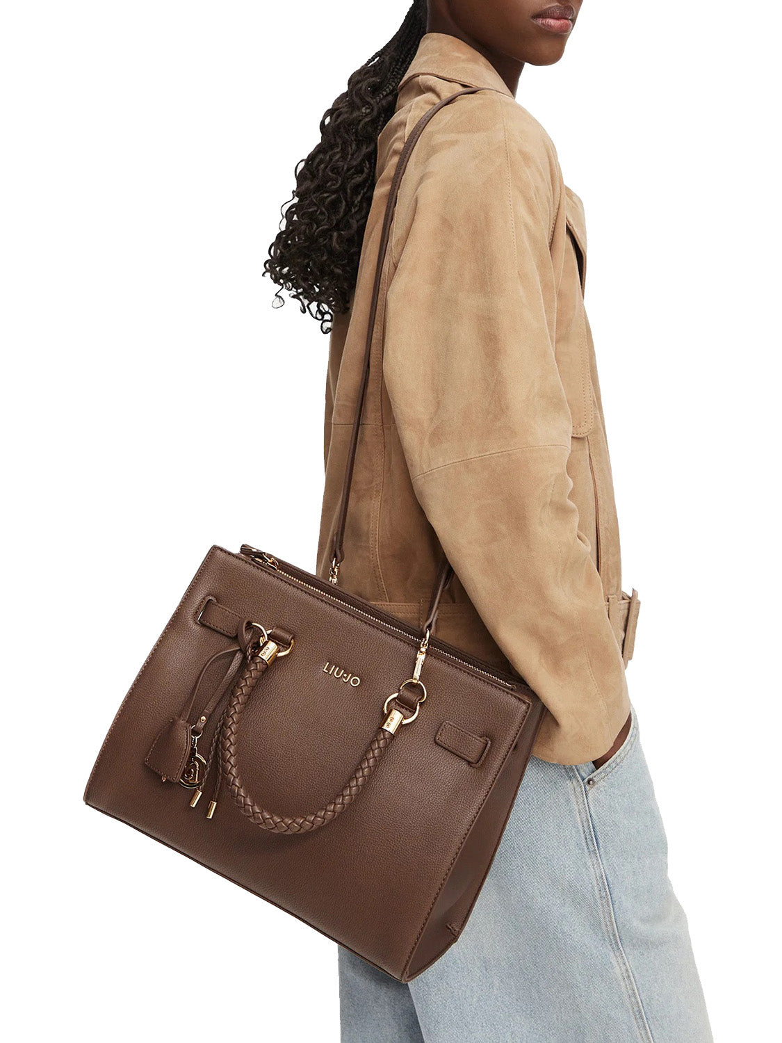 LIUJO ACCESSORI1 Liu Jo Borsa A Mano Charm Logato Marrone Dark Mocha