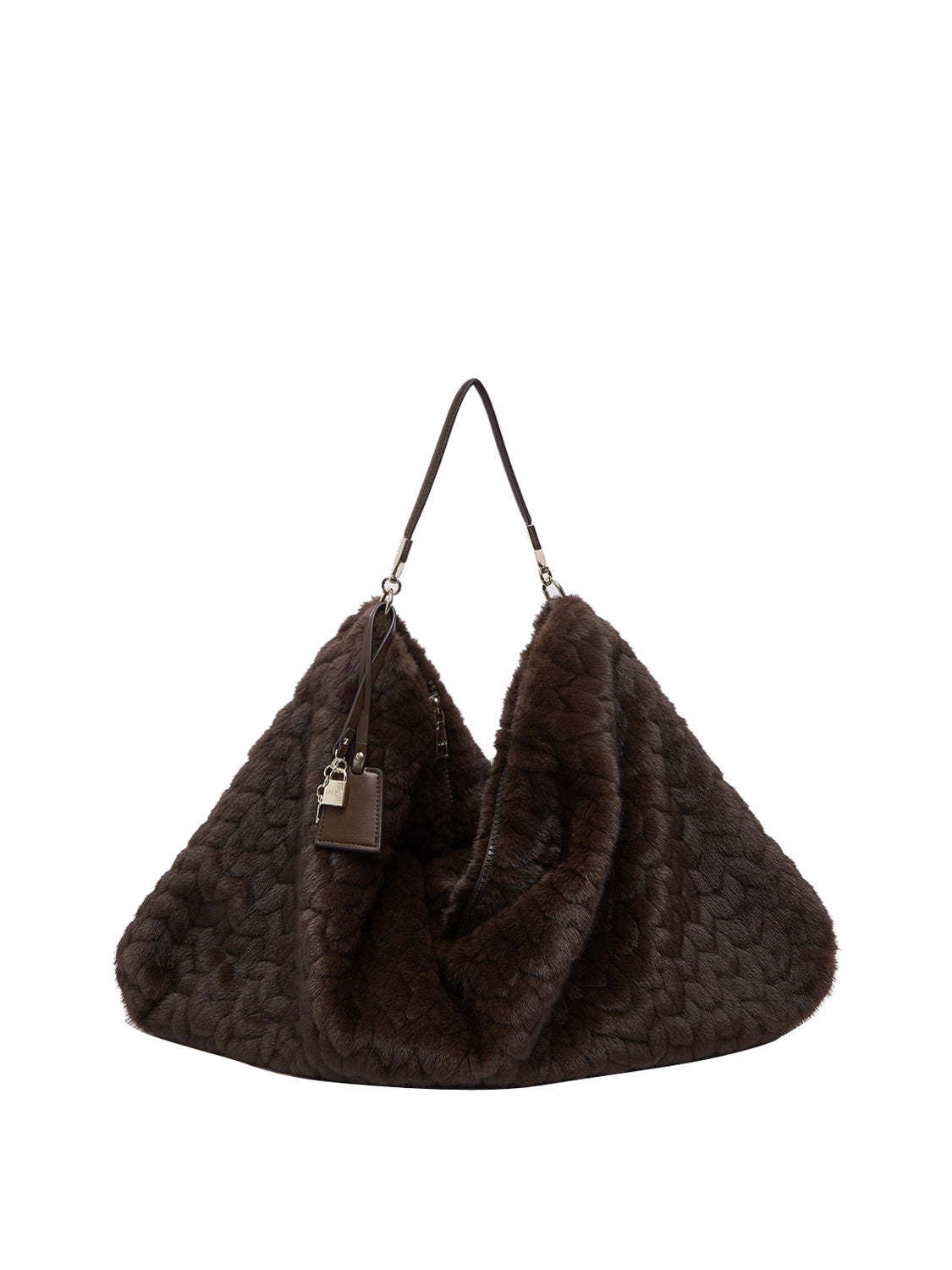 LIUJO ACCESSORI1 Borsa Grande In Pelliccia Sintetica Liu Jo - Marrone Scuro Deep Brown