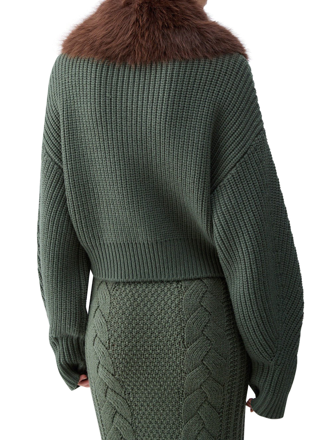 LIU.JO BLACK Cappotto In Lana Con Colletto Teddy Liu Jo - Verde Scuro Dark green