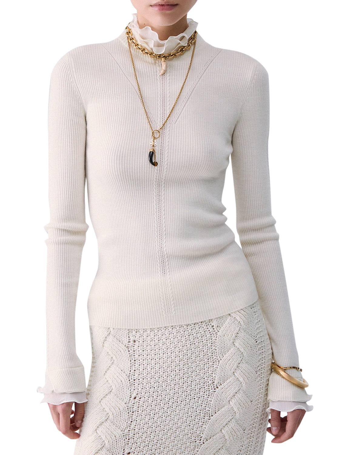 LIU.JO BLACK Lupetto In Lana Con Rouches Liu Jo - Bianco Bianco Lana