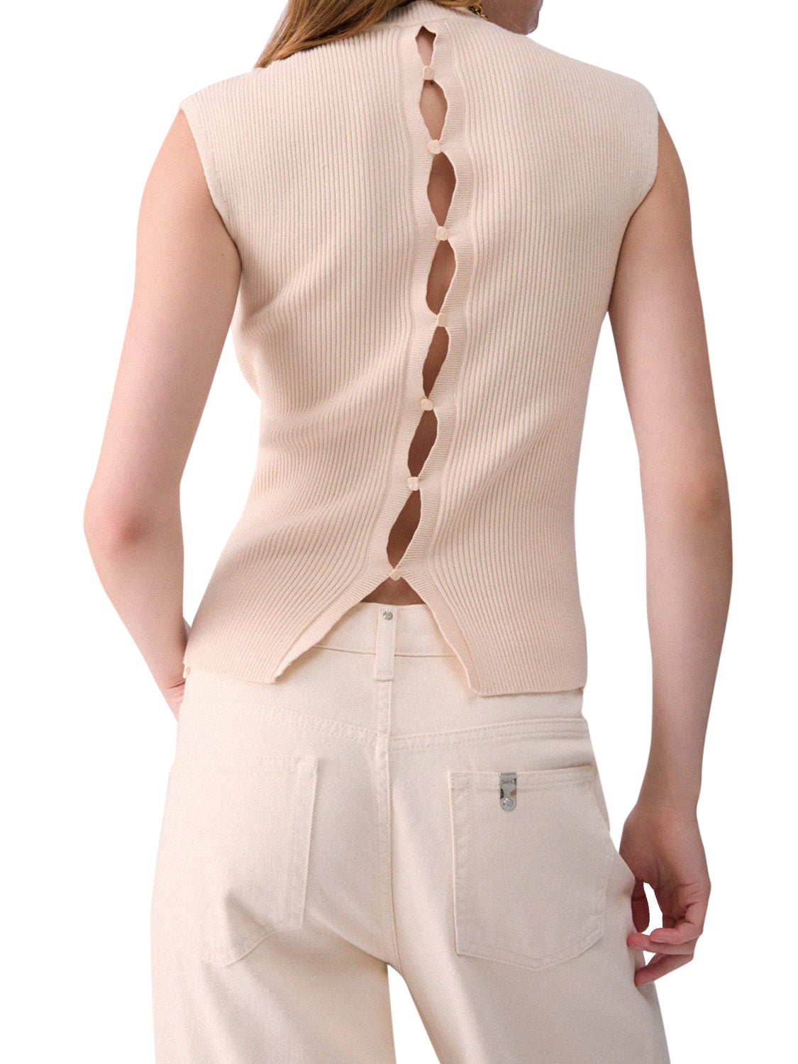 LIU.JO BLACK Top In Maglia Liu Jo - Panna Panna Creamy