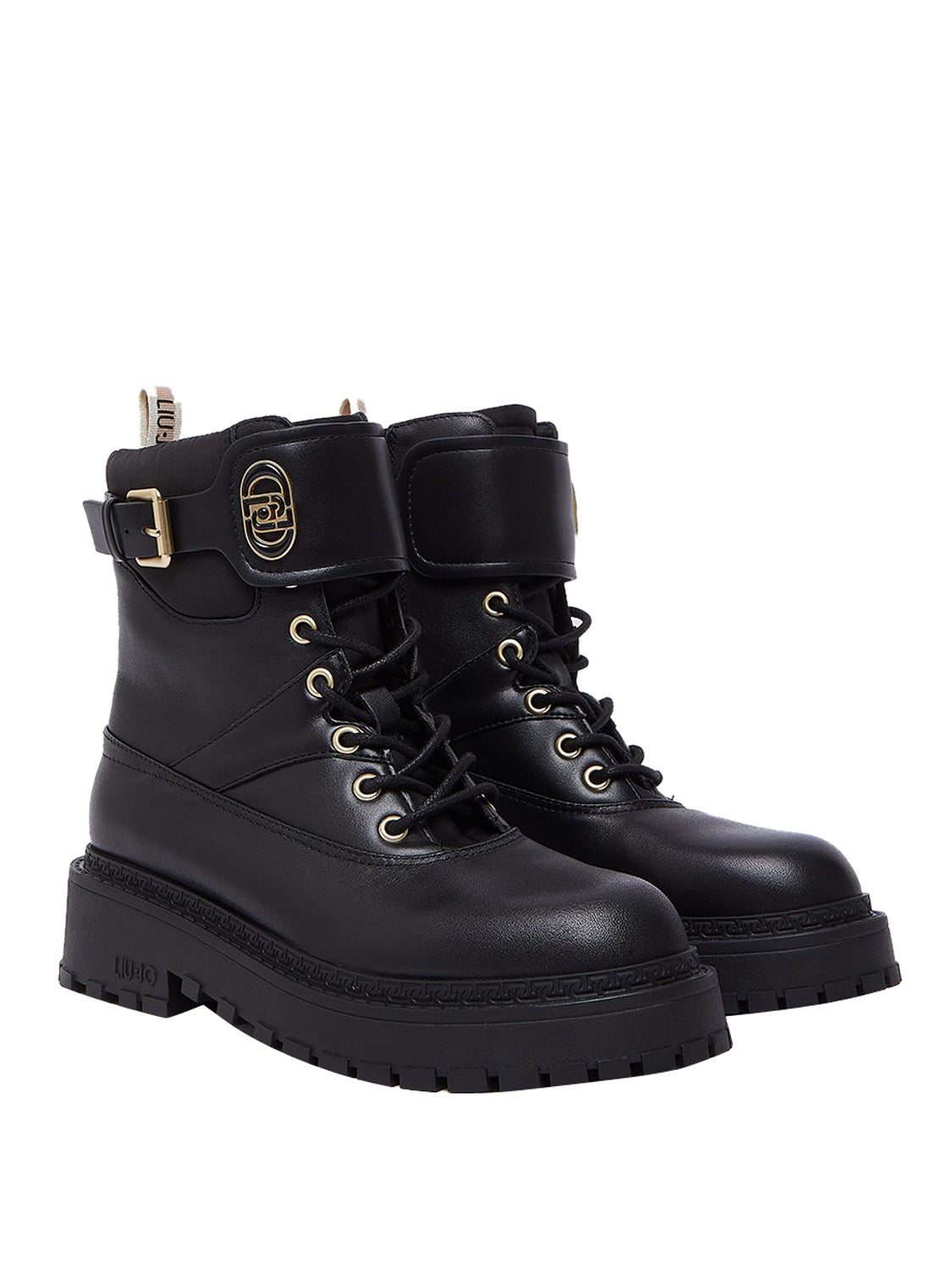Liu Jo Anfibi In Pelle Con Inserti In Nylon E Fibbia Logata Liu Jo - Nero BLACK