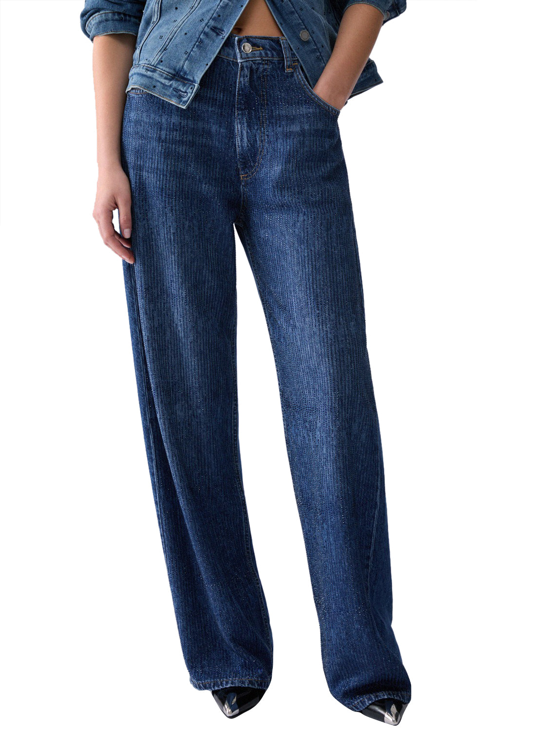 LIUJO DENIM Jeans Straight Con Strass Liu Jo - Denim Blu Den.Blue Strass Rain