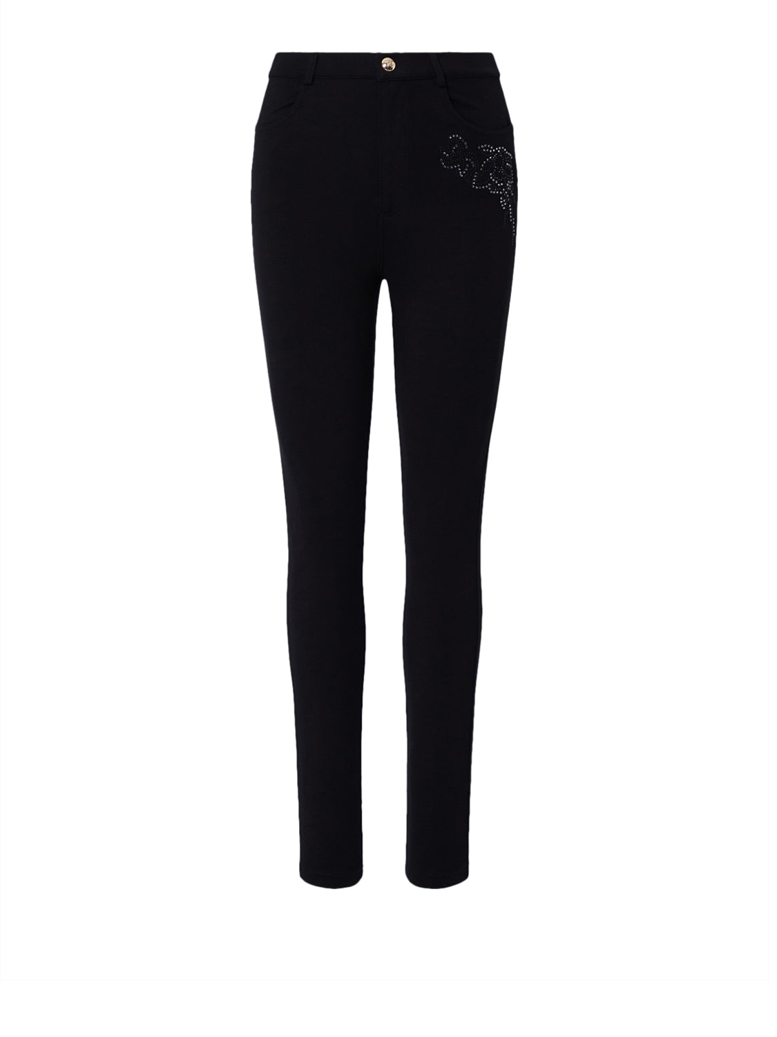 LIUJO SPORT Pantaloni Skinny Con Ricamo Gioiello Liu Jo - Nero/Ramage Nero/Ramage