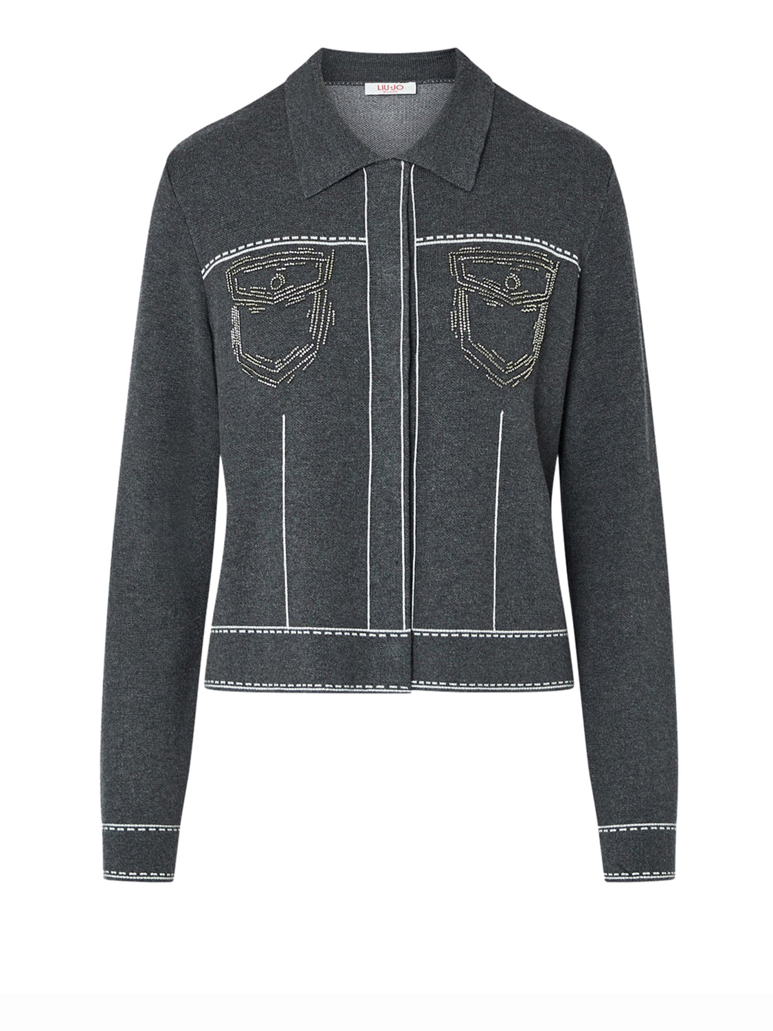 LIUJO SPORT Giacca In Maglia Con Perline Liu Jo - Grigio Acciaio Mel/Bco Lana