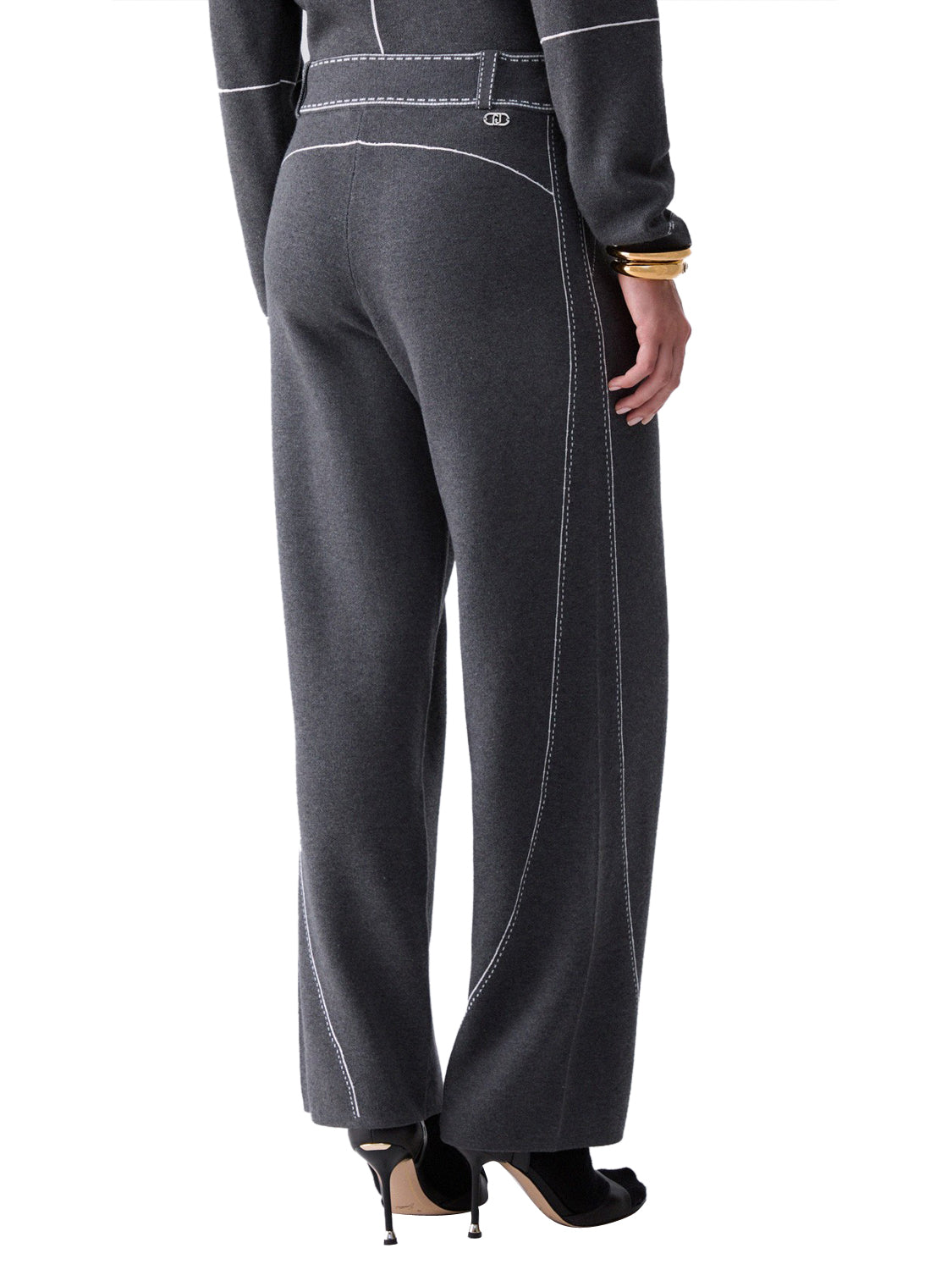 LIUJO SPORT Pantaloni Con Cuciture A Contrasto Liu Jo Sport - Grigio Acciaio Mel/Bco Lana