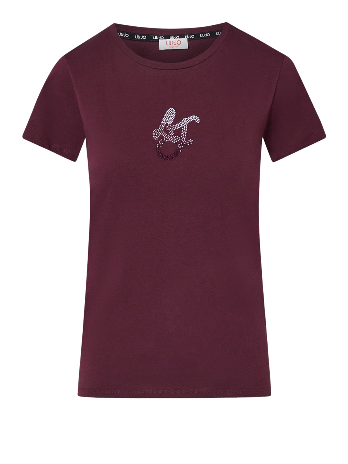 LIUJO SPORT Tshirt Con Logo E Strass Liu Jo Sport - Red Aubergine Red Aubergine/Lj