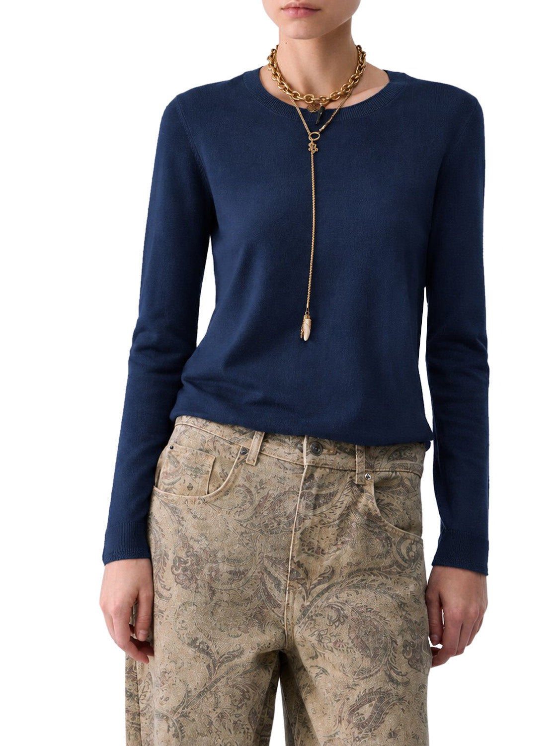 LIU.JO WHITE Maglia Con Profili Lurex Liu Jo - Blu Scuro Nuit Noir