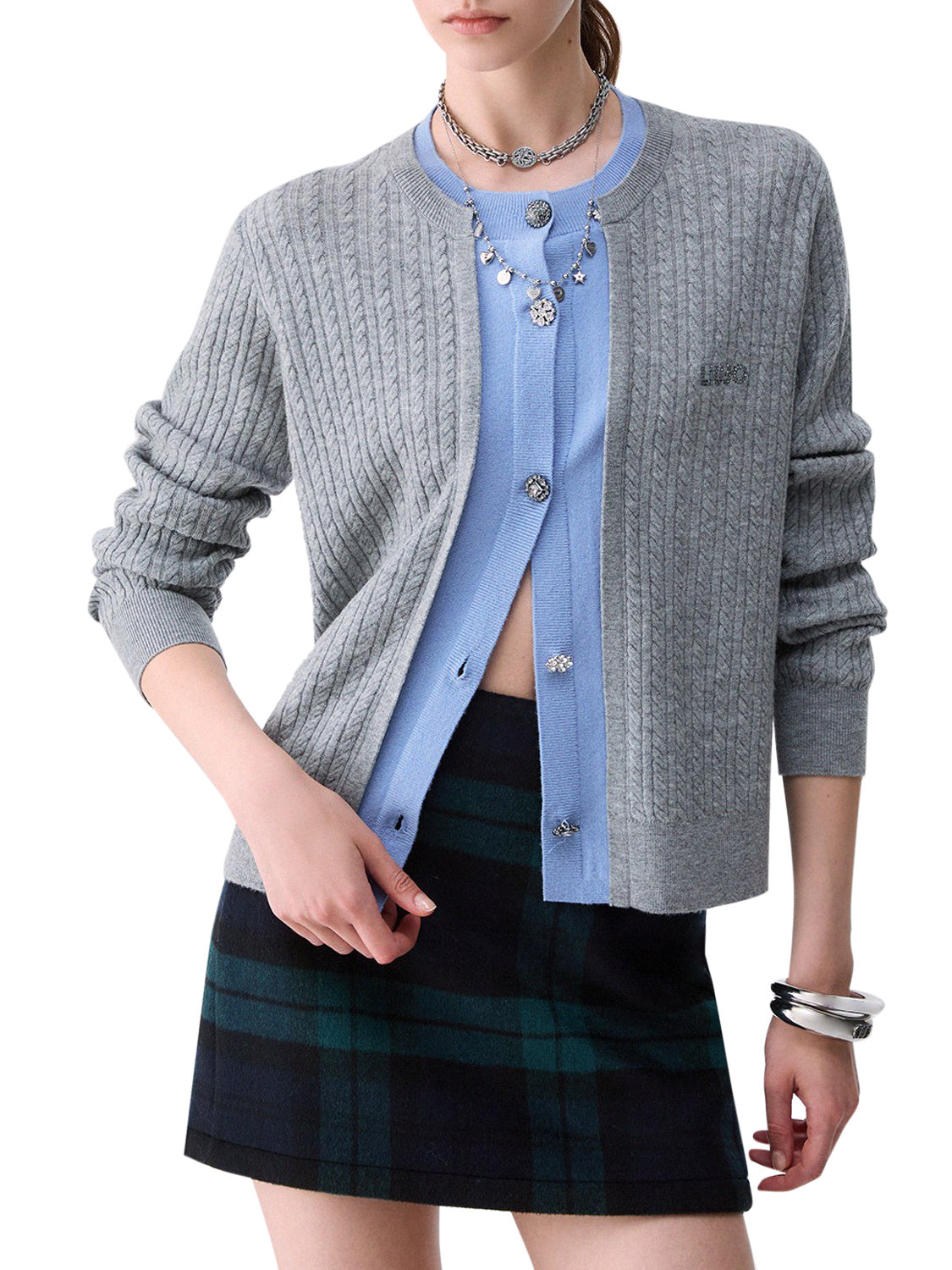 LIU.JO WHITE Cardigan Con Bottoni Gioiello Liu Jo - Grigio Gray Med Mel/Dusk Sk