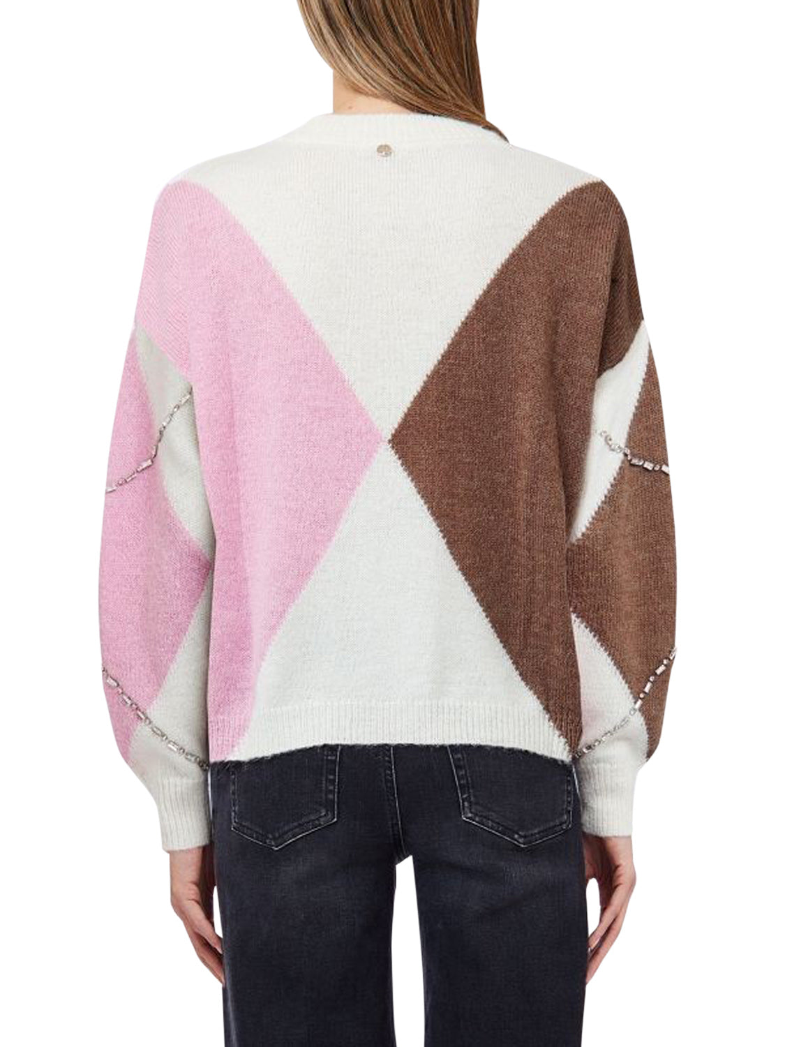 LIU.JO WHITE Maglia Argyle Con Ricami Gioiello Liu Jo - Rosa Pink Ballantyne
