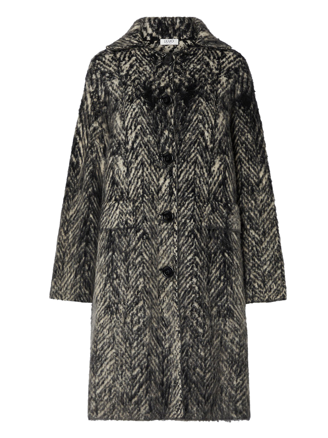 Liu Jo Cappotto Jacquard in Maglia Spazzolata Liu Jo - Grigio Spazzolato Jacq Nat Fishbone
