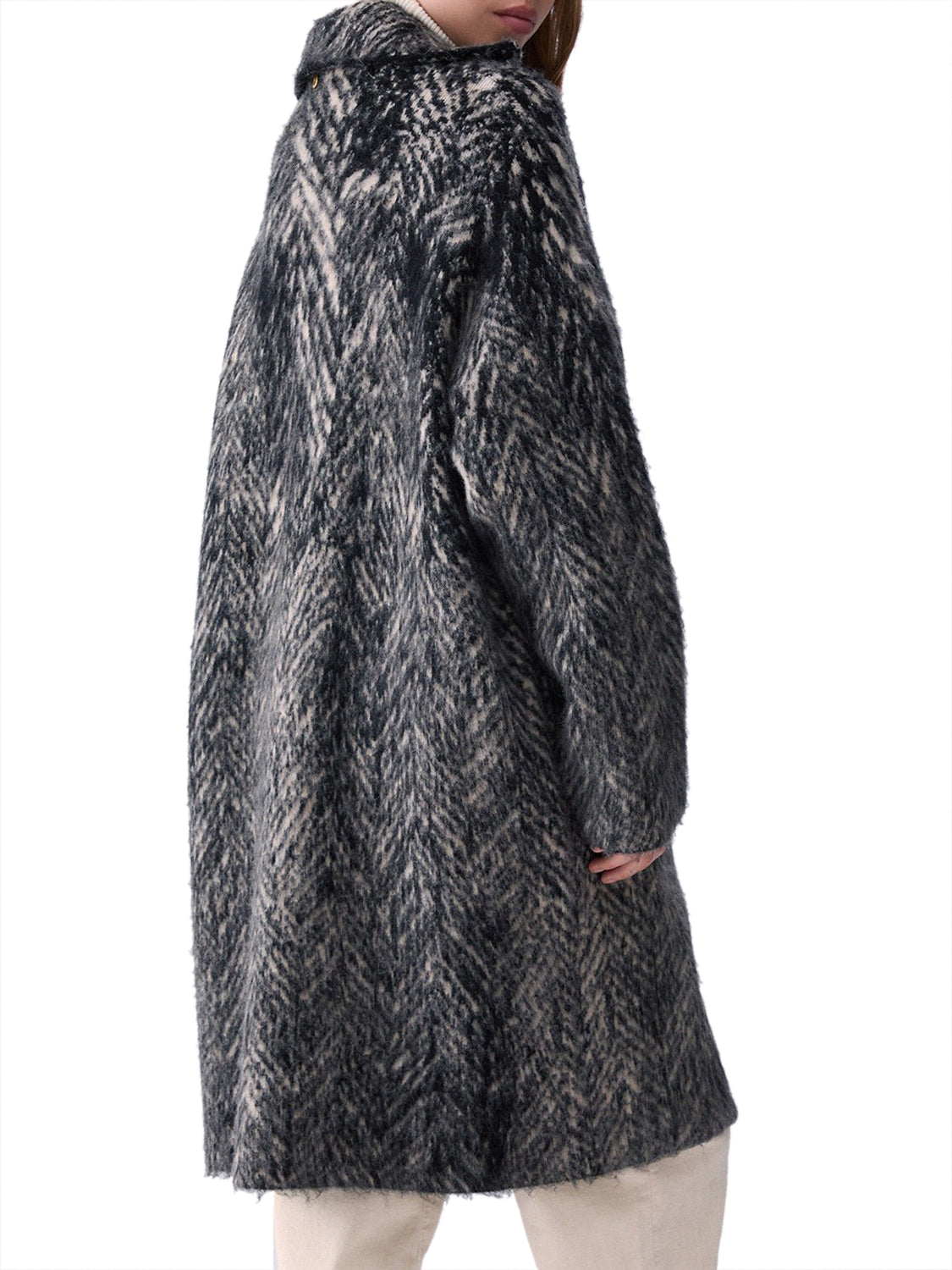 Liu Jo Cappotto Jacquard in Maglia Spazzolata Liu Jo - Grigio Spazzolato Jacq Nat Fishbone
