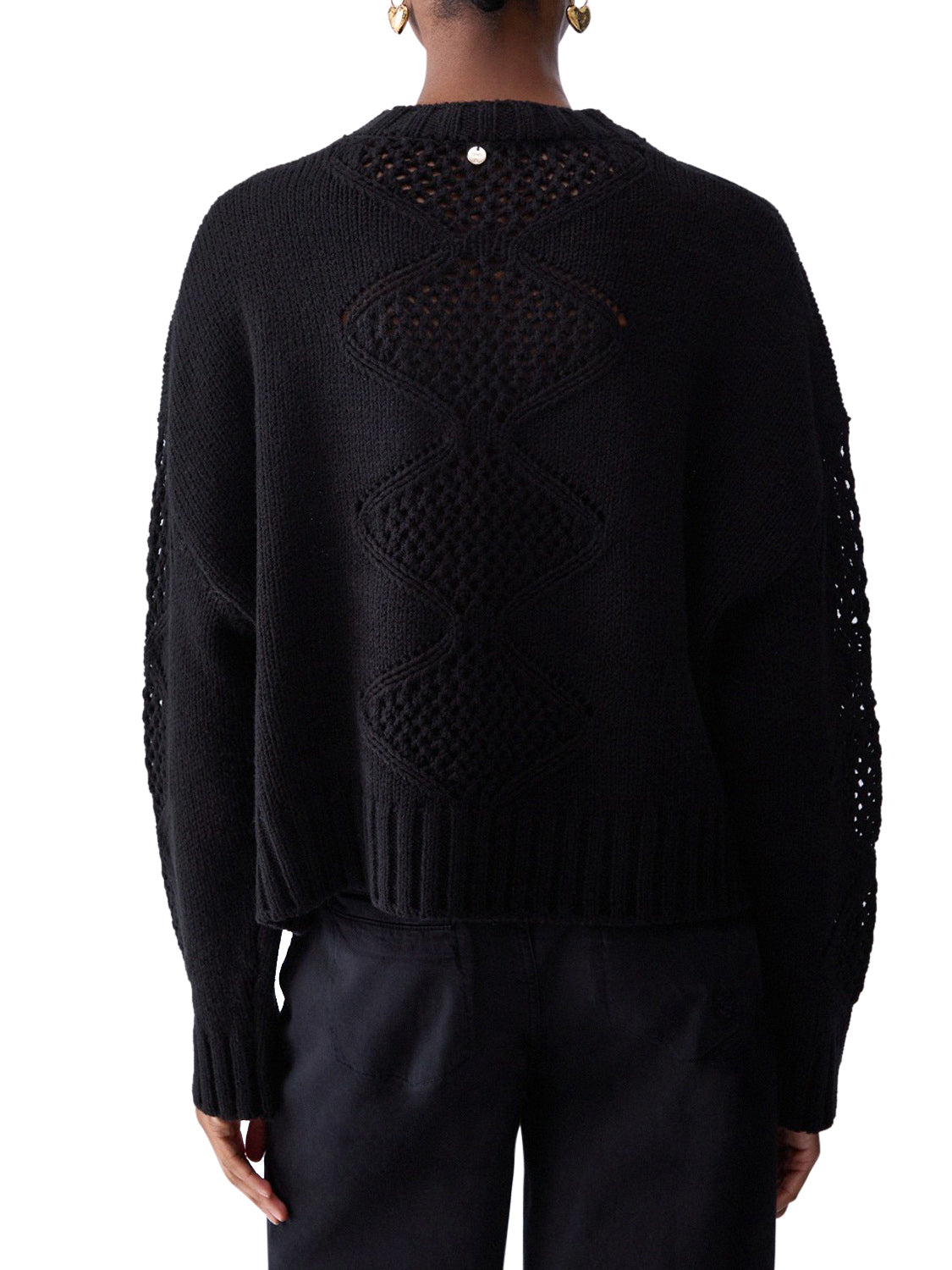 LIU.JO WHITE Maglia Con Perline E Traforature Liu Jo - Nero BLACK