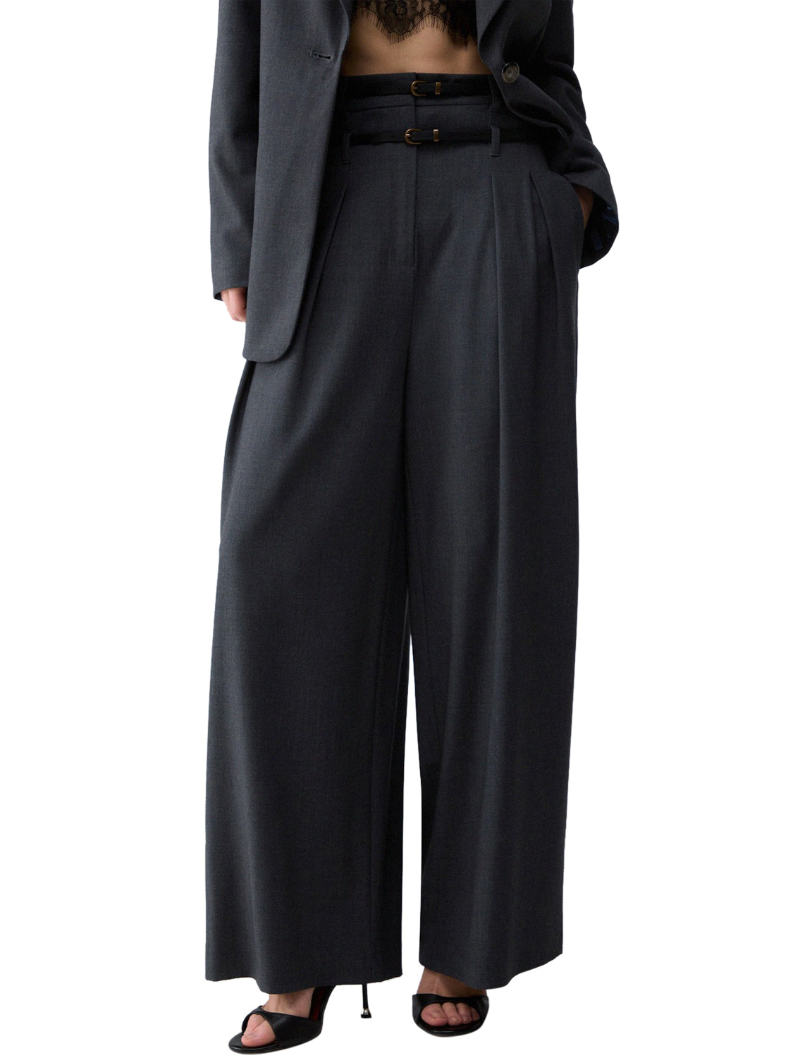 LIU.JO WHITE Pantaloni Flare In Flanella Liu Jo - Grigio Scuro Dark Grey Melange