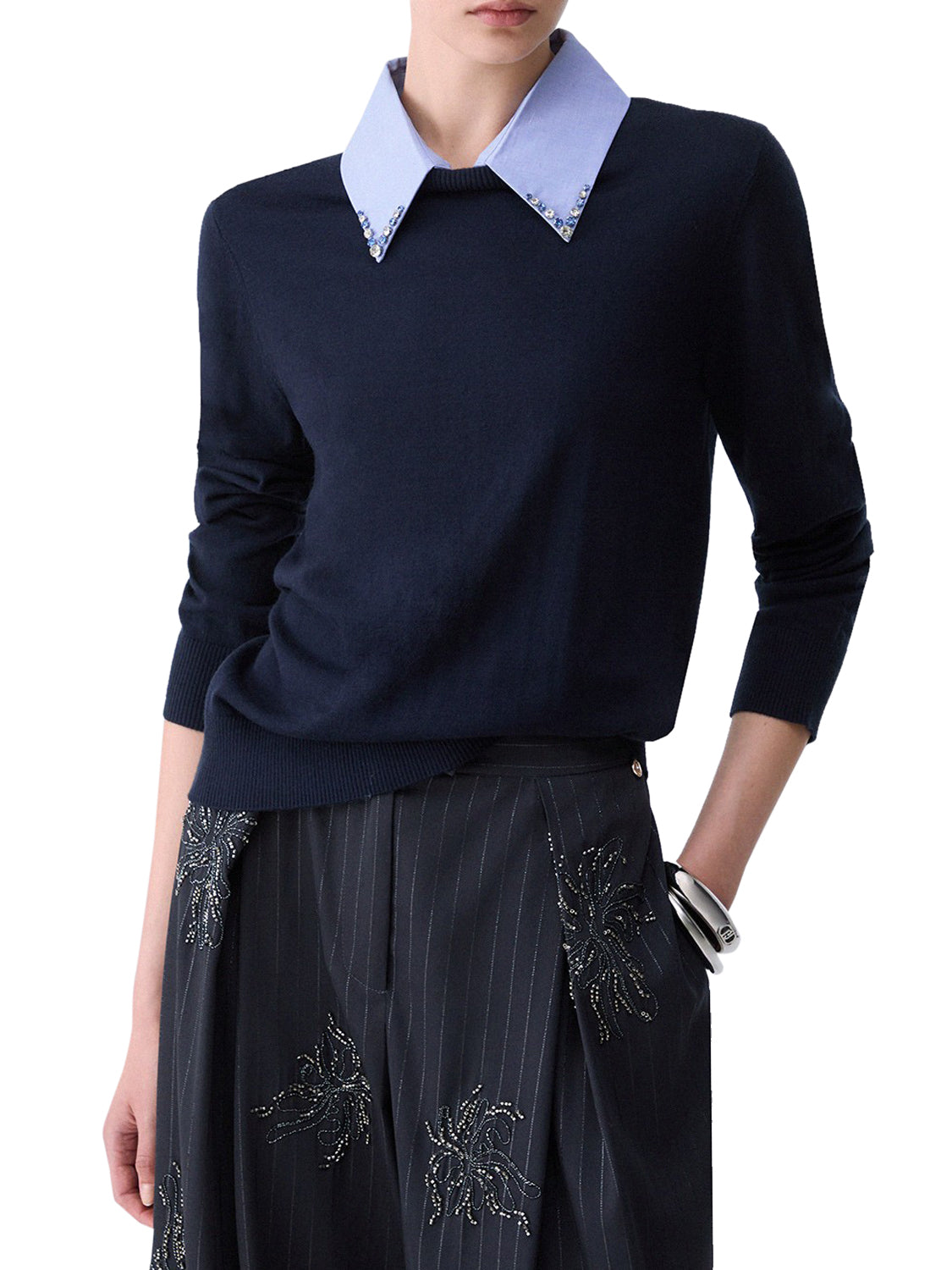 LIU.JO WHITE Maglia Con Dettaglio Popeline Liu Jo - Nuit Noir/Pop Dusk Nuit Noir/Pop Dusk B