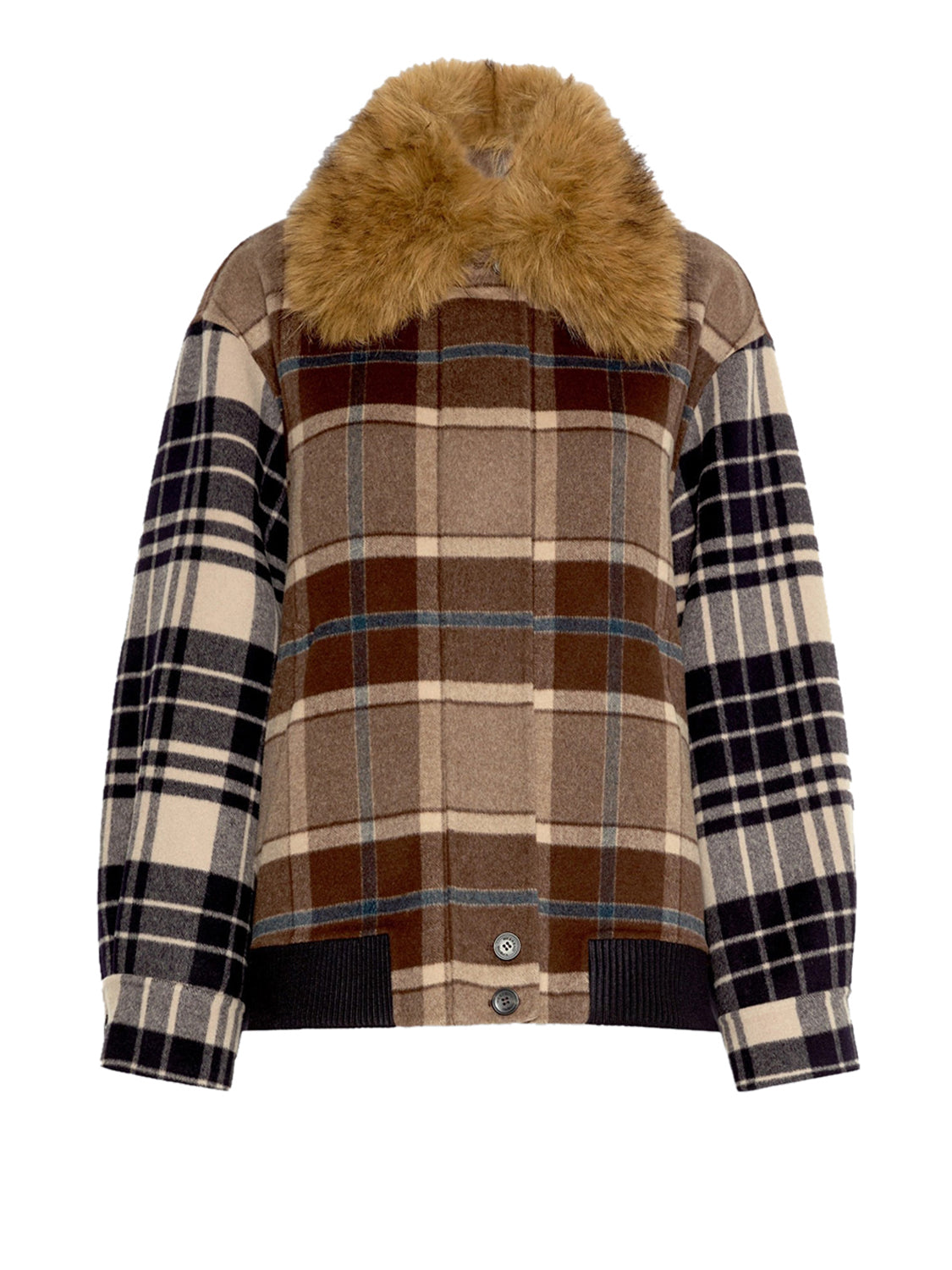 MAXMARA WEEKEND 2USCITA Bomber Divina In Drap Di Lana Check MaxMara Weekend - Marrone Marrone