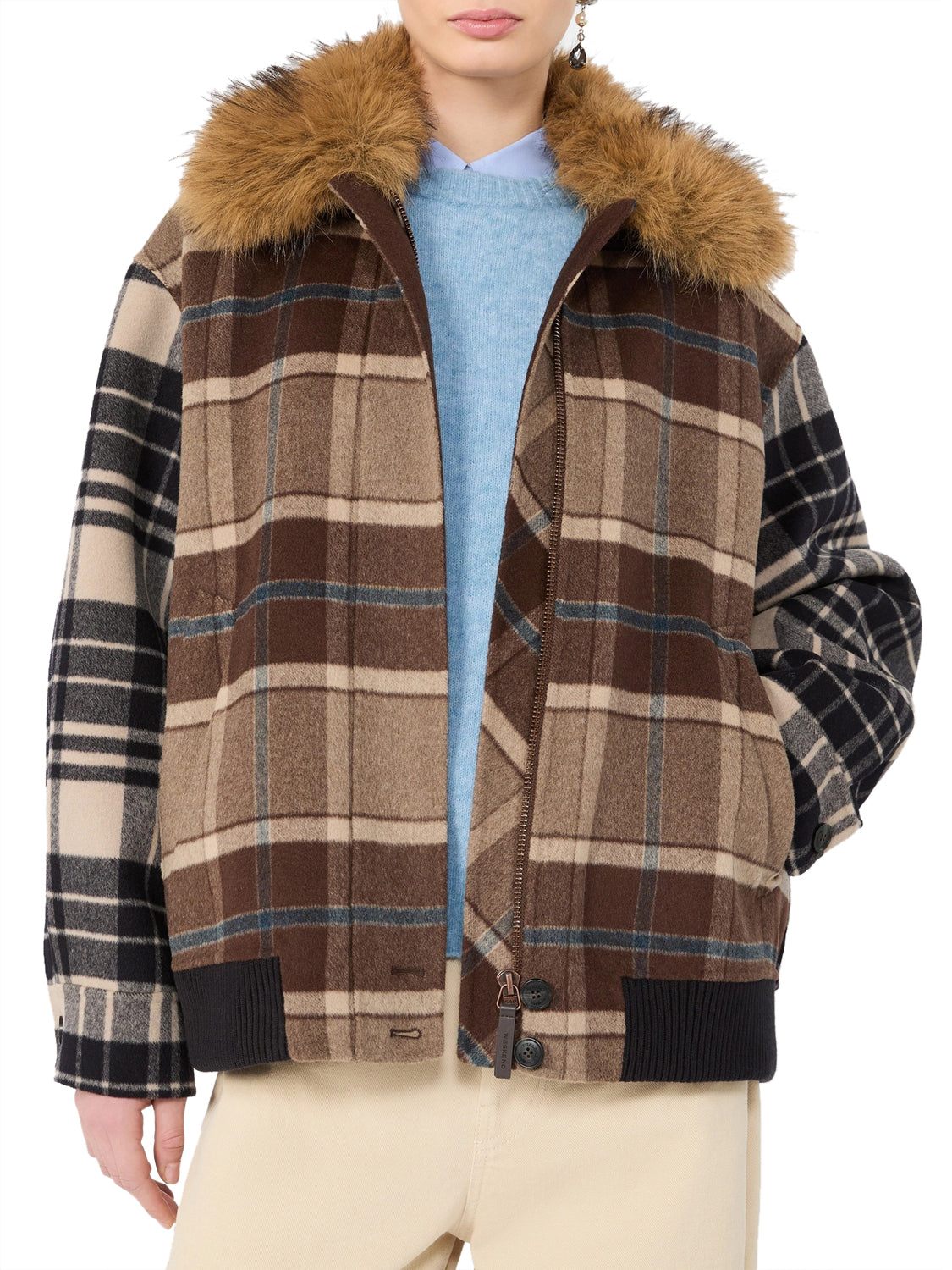 MAXMARA WEEKEND 2USCITA Bomber Divina In Drap Di Lana Check MaxMara Weekend - Marrone Marrone
