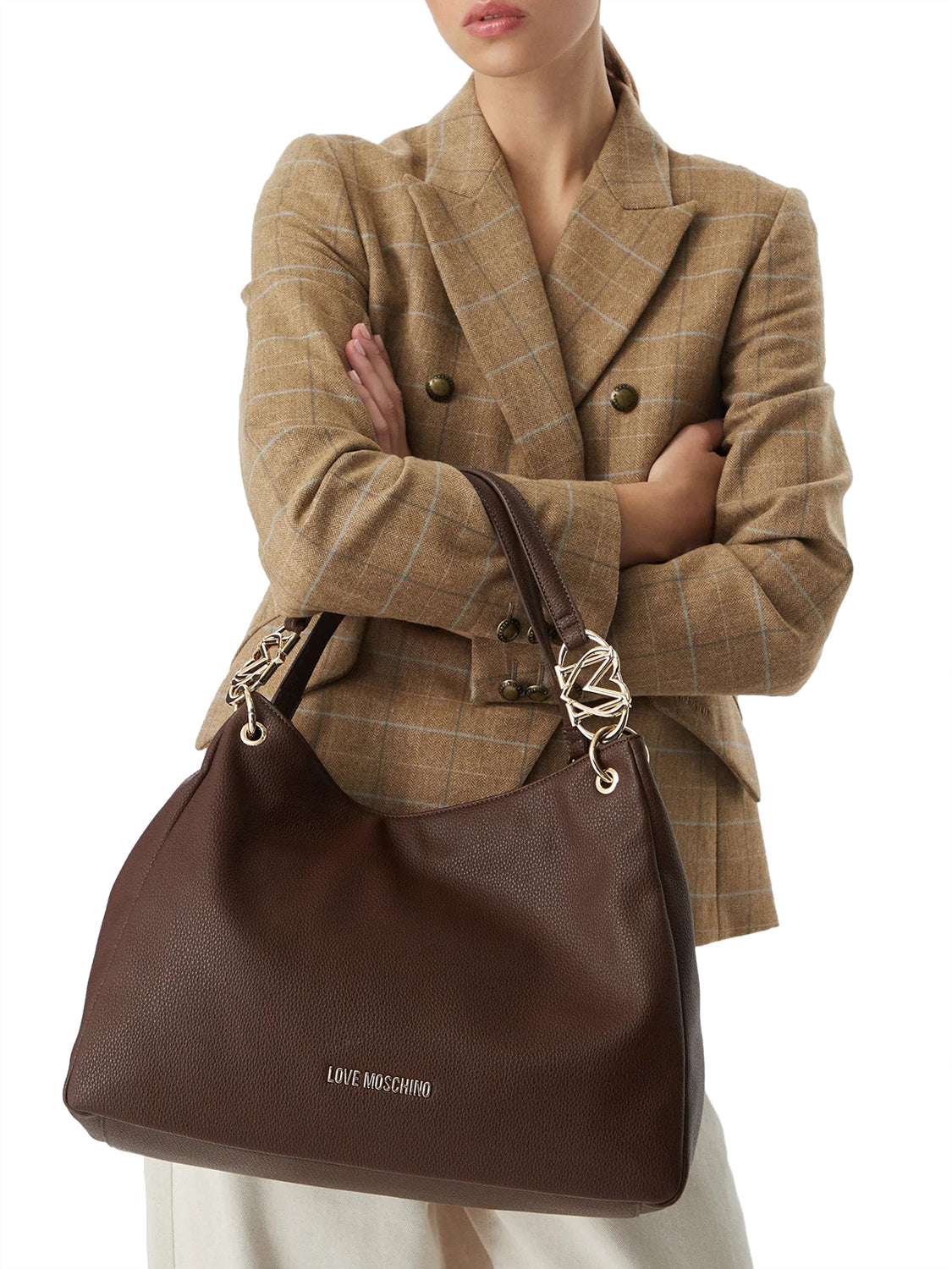MOSCHINO PRECOLLECTION Borsa A Mano Moschino Logo Frontale Marrone Marrone