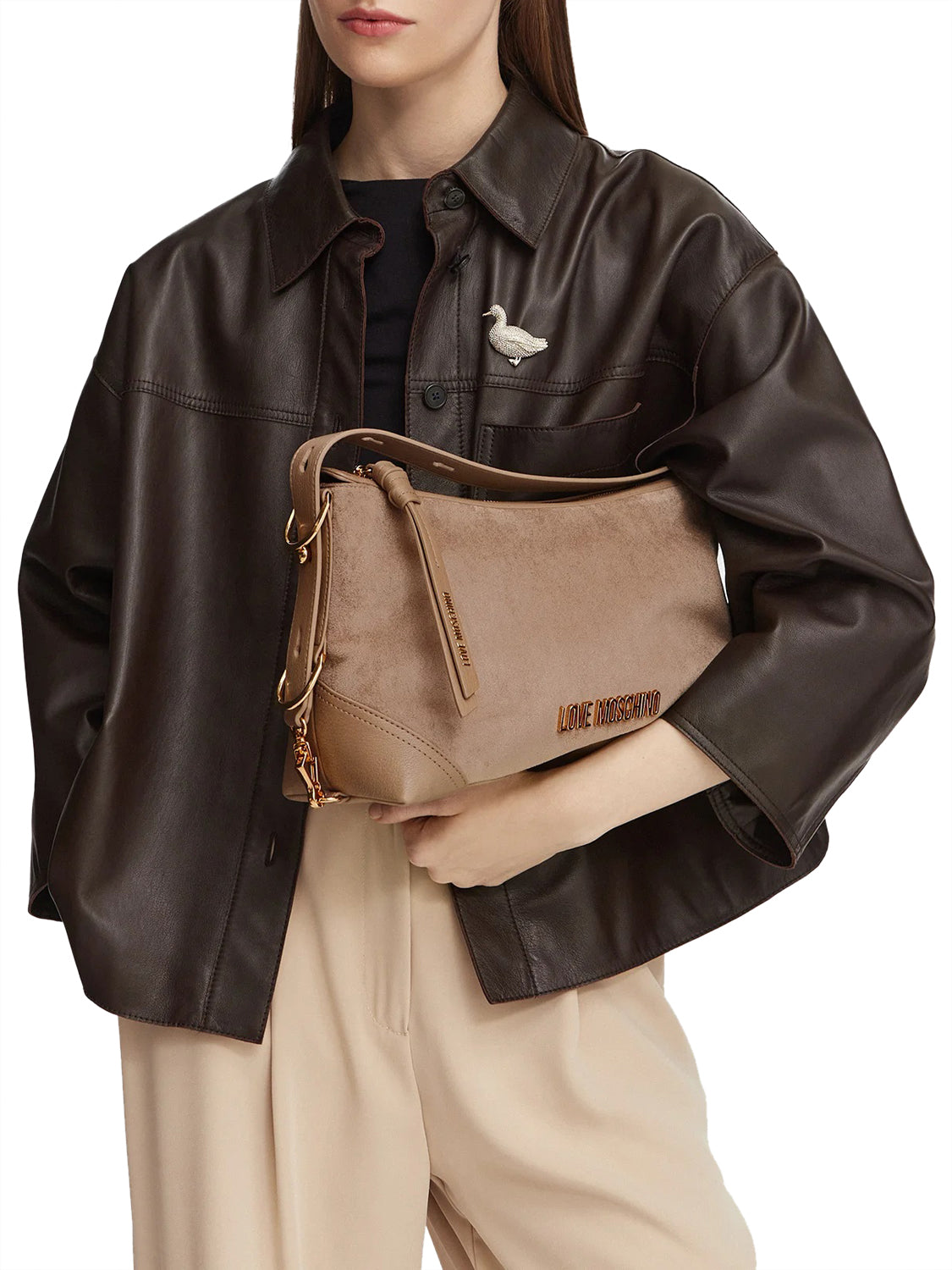 MOSCHINO PRECOLLECTION Moschino Borsa A Mano Logo Frontale Sabbia Sabbia