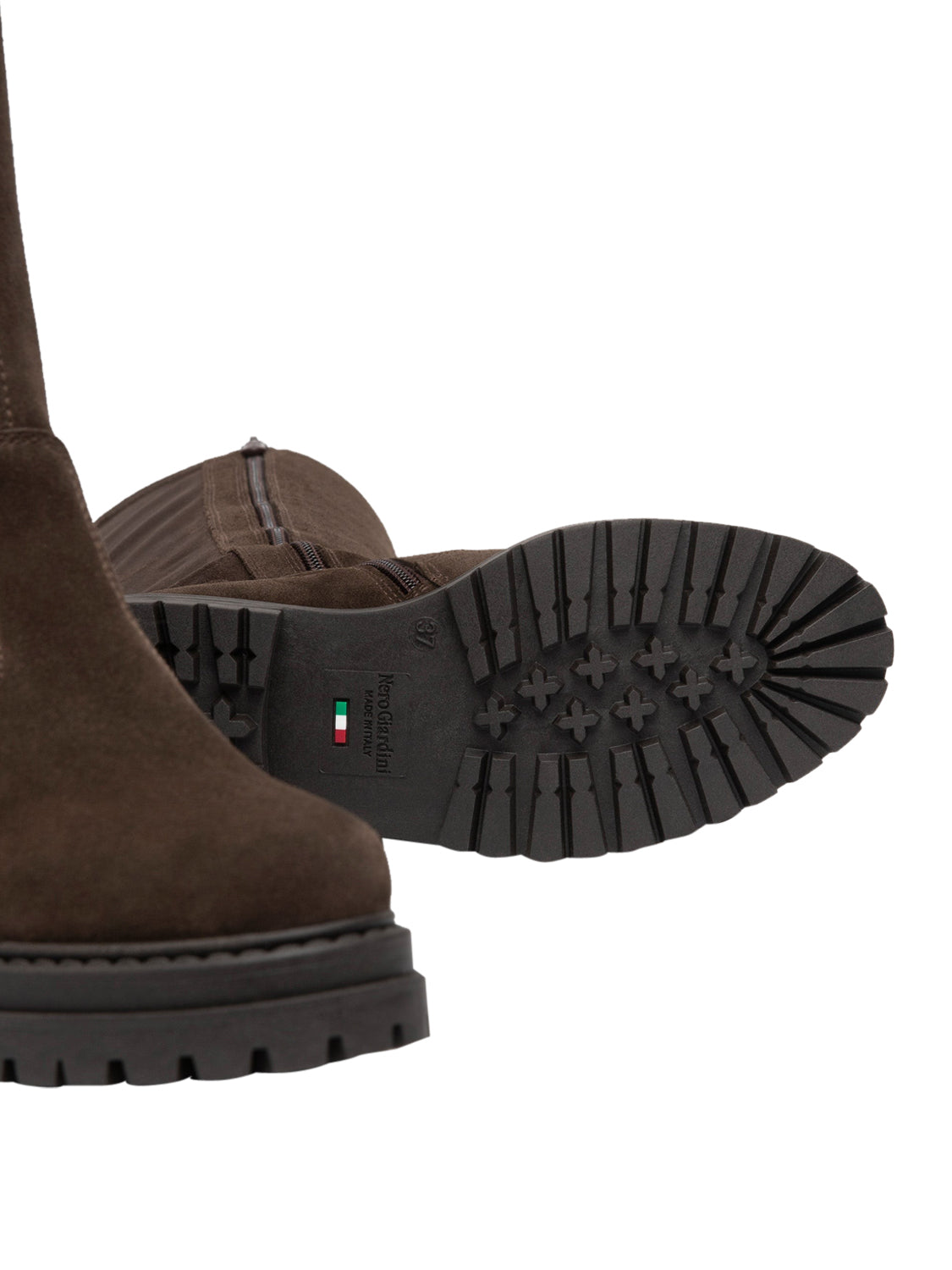 NERO GIARDINI Stivali Donna Nero Giardini in Suede e Materiale Tecnico Testa Di Moro T.Di Moro