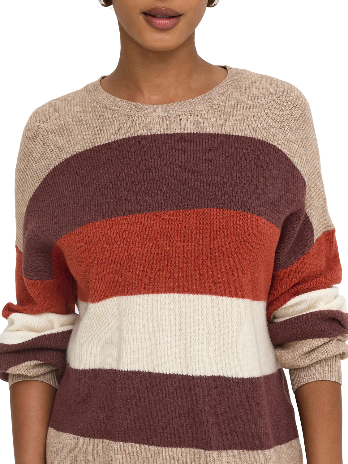 ONLY DROP4 Maglione Only Onlatia L/S Stripe Multicolore WHITE