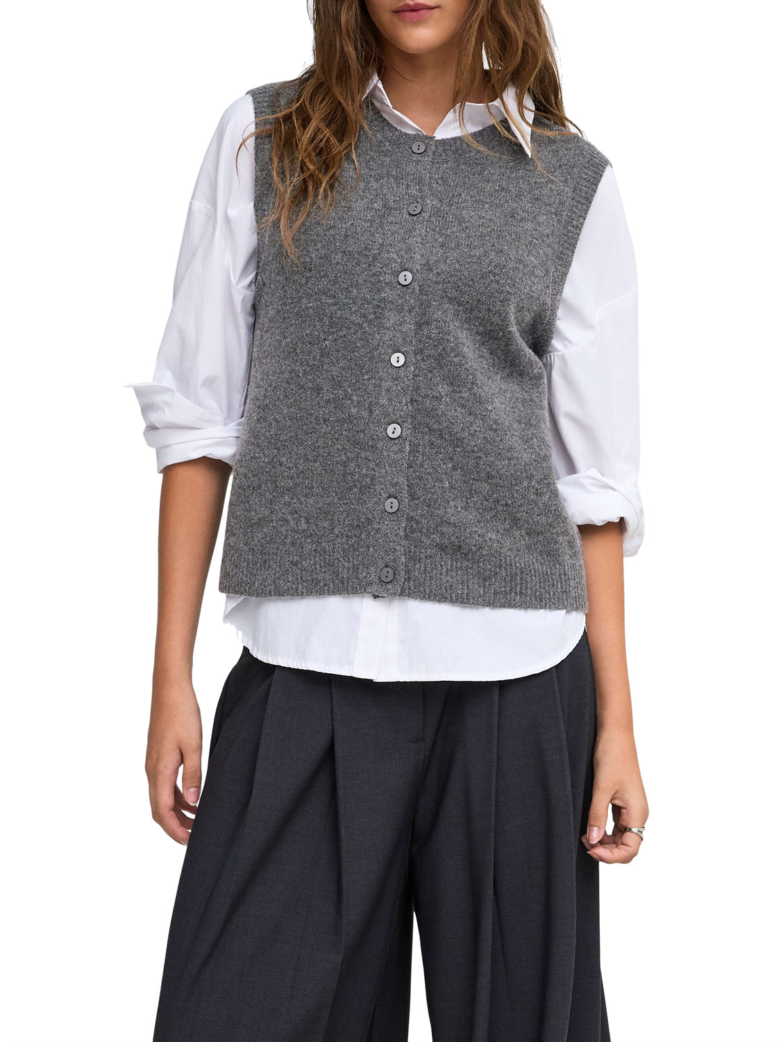 ONLY DROP4 Only Gilet Onlolivia Sl Button - Grigio GREY