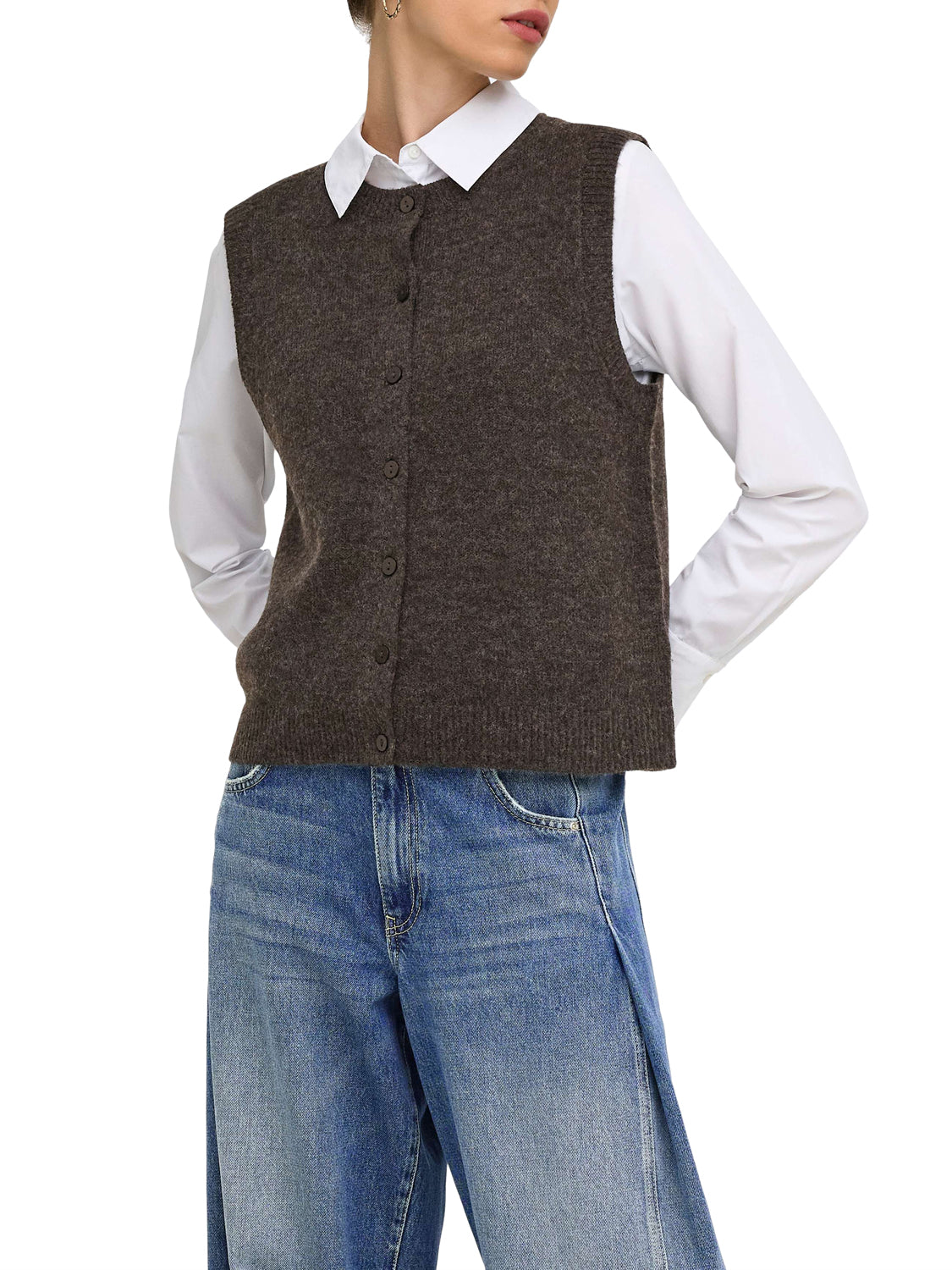 ONLY DROP4 Gilet Only Onlolivia Sl Button - Grigio GREY