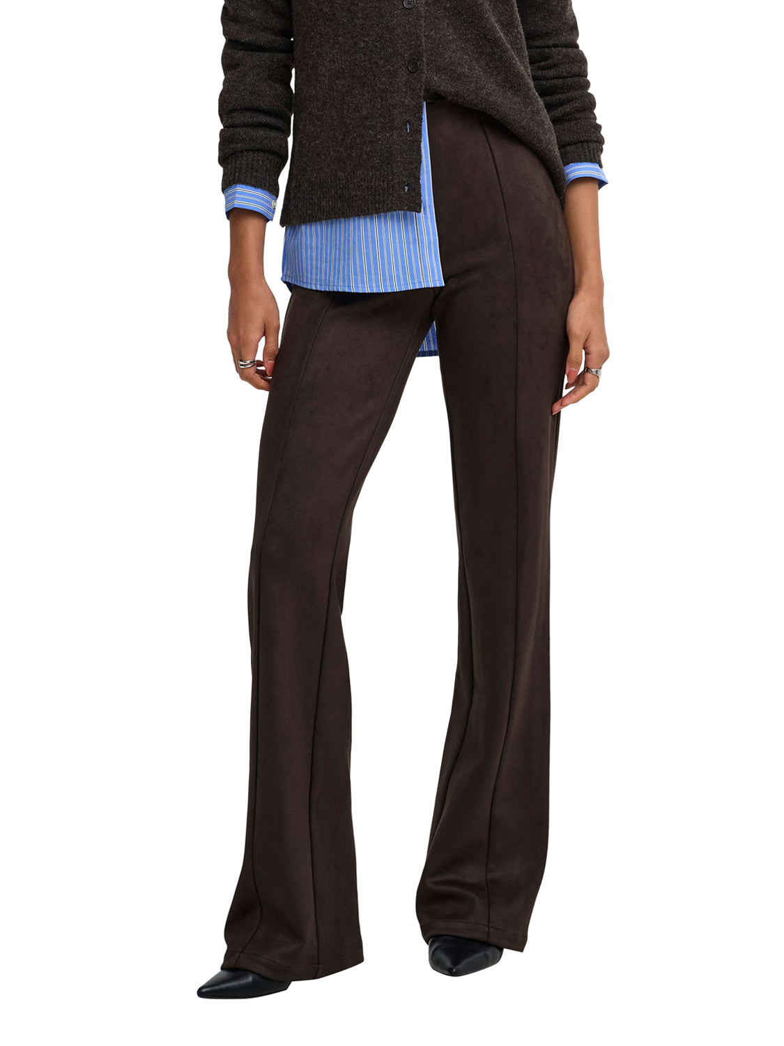 ONLY DROP5 Only Leggings Onlabena Mw Faux Suede Flar - Marrone BROWN