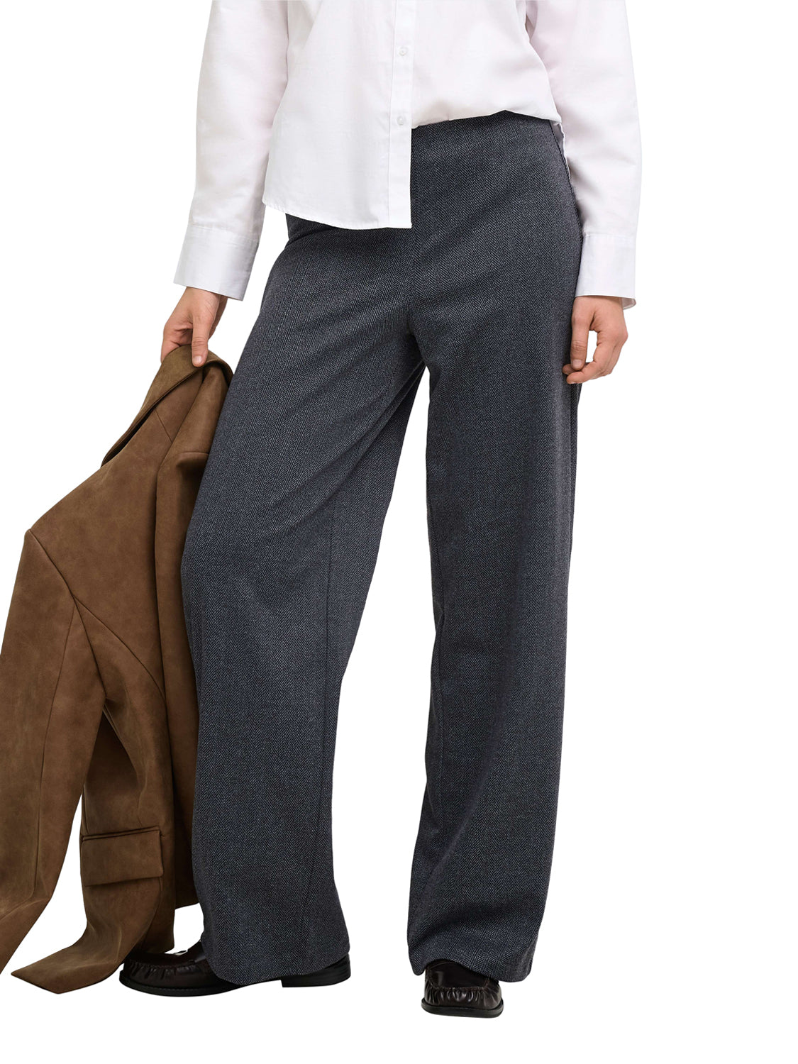 ONLY DROP5 Only Pantalone Onlbremen Mw Herringbone Wide - Grey GREY