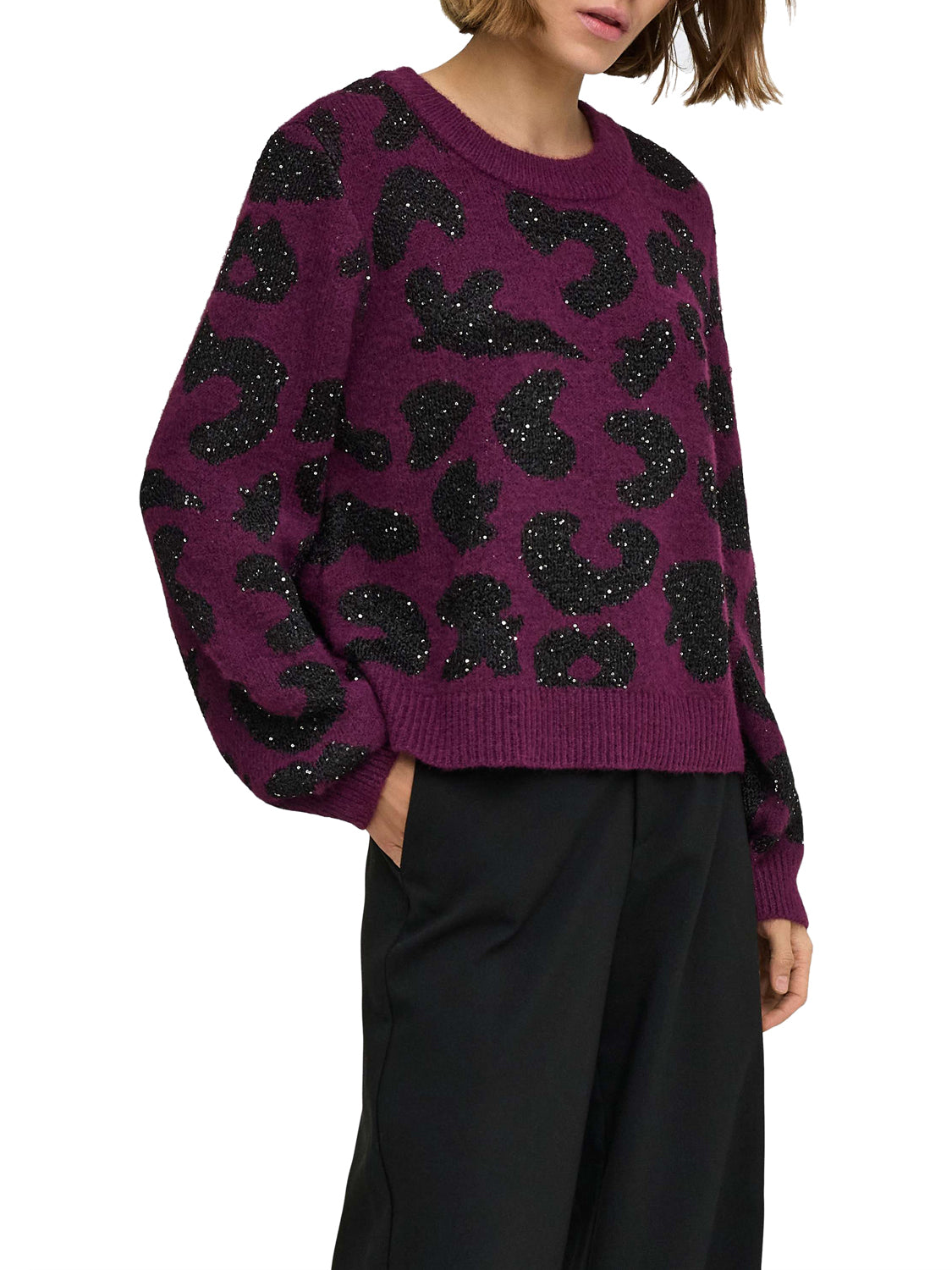 Only Maglione Only Onldoffa Ls O-Neck Glitter Purple PURPLE