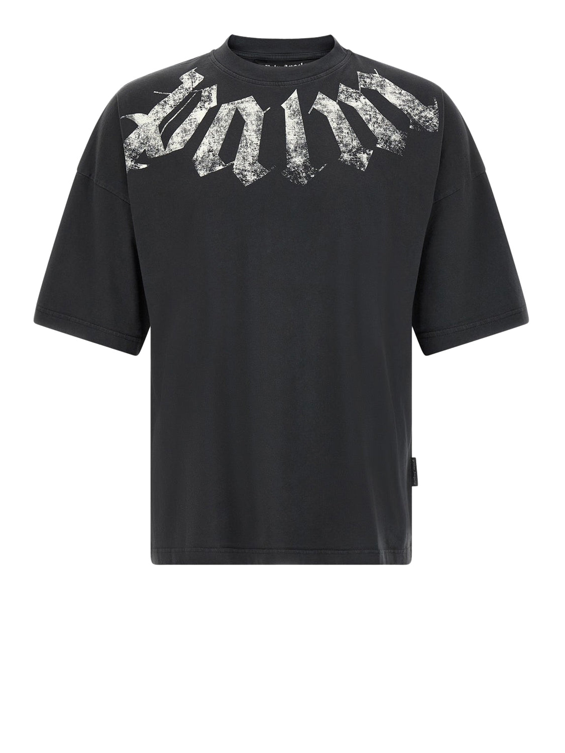 PALM ANGELS T-Shirt Big Neck Logo Loose Tee Nero Black - Off White