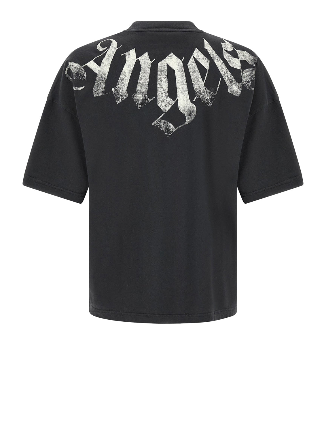 PALM ANGELS T-Shirt Big Neck Logo Loose Tee Nero Black - Off White