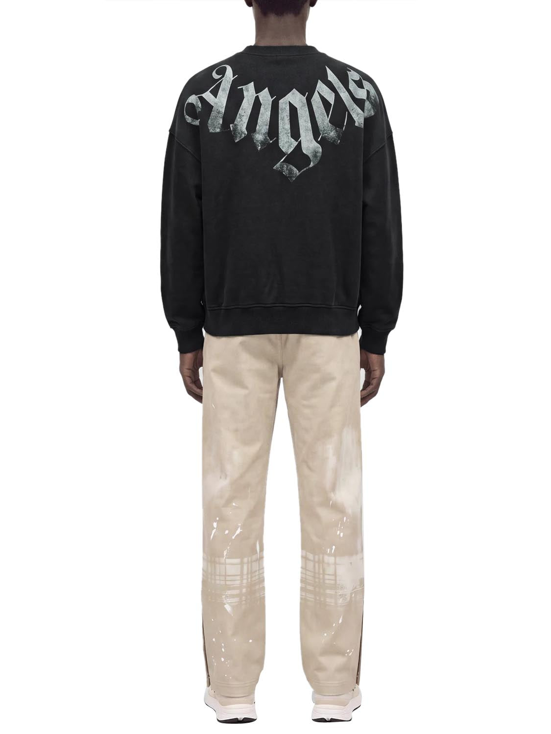 PALM ANGELS Felpa Girocollo Big Neck Logo Loose Crew Palm Angels - Nero/Bianco Black - Off White
