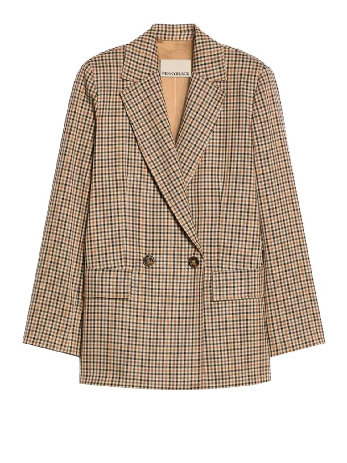 PENNY BLACK BLACK Blazer Penny Black A Disegno Vichy Cammello Cammello