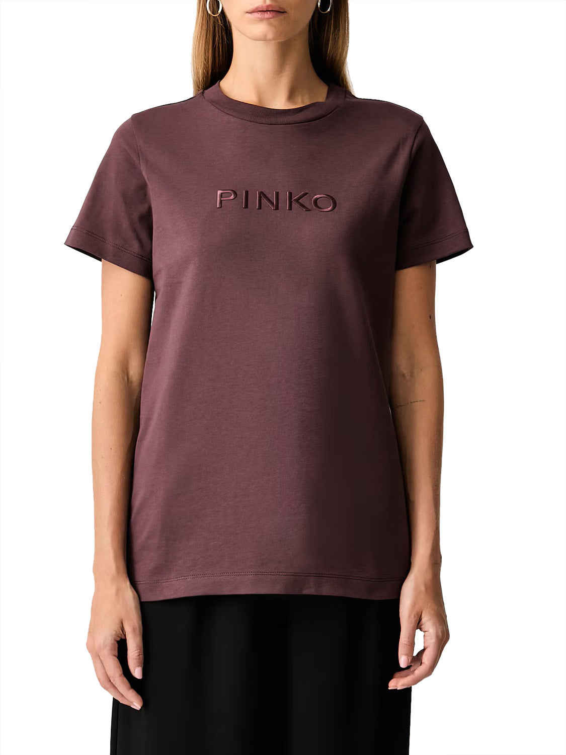 PINKO Pinko Basico T-Shirt Jersey Logo Granada Bordeaux Scuro