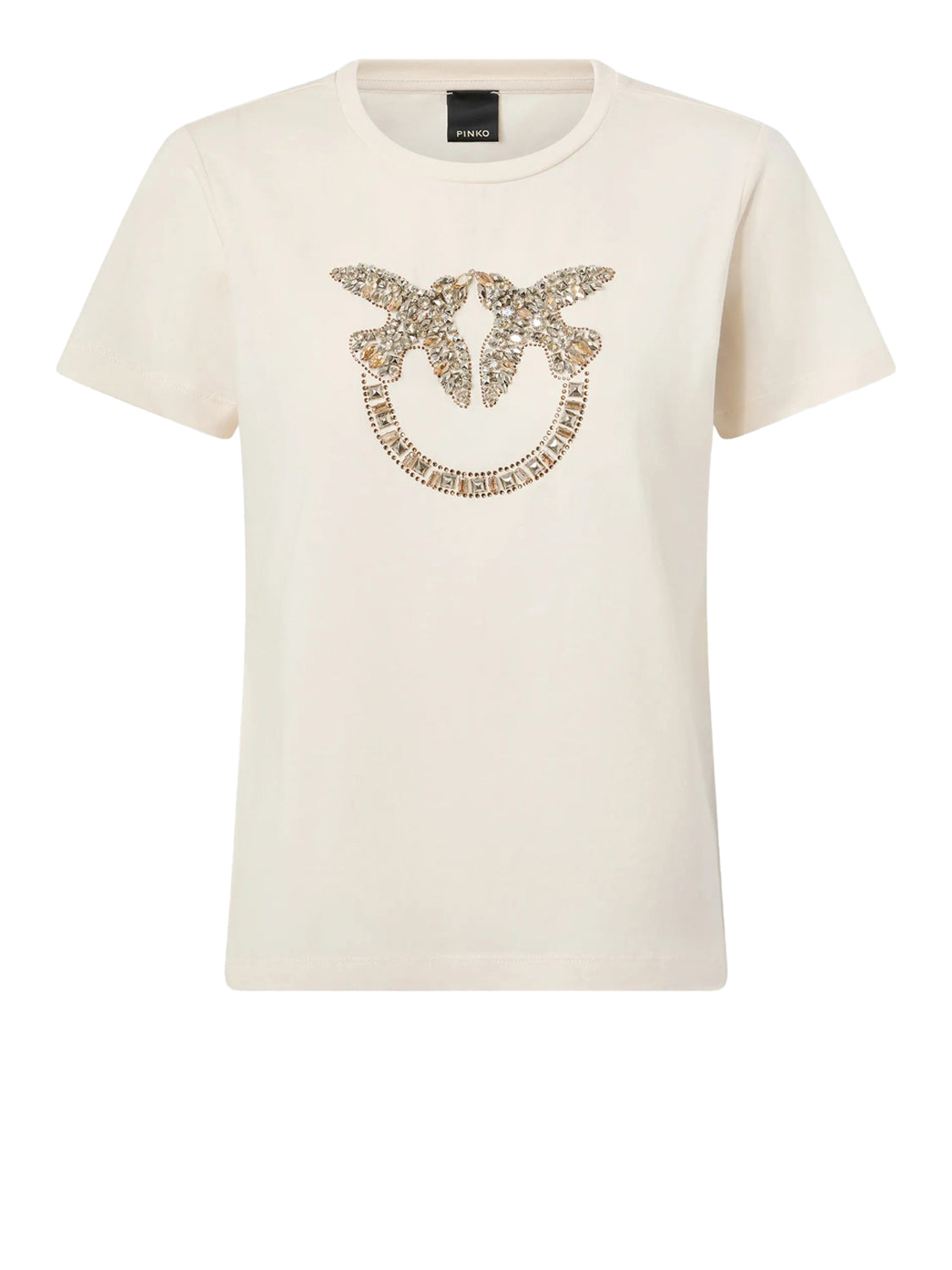 PINKO Quentin T-Shirt Pinko Jersey Ricamo - Beige Beige Betulla