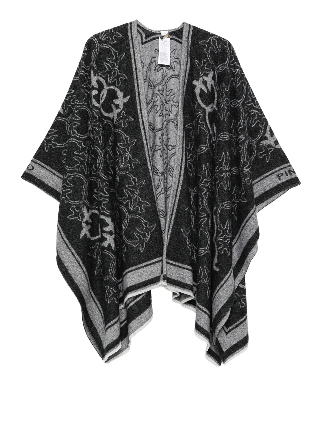 PINKO Pinko Poncho Croazia Cappa Jacquard Logo Nero Nero/grigio