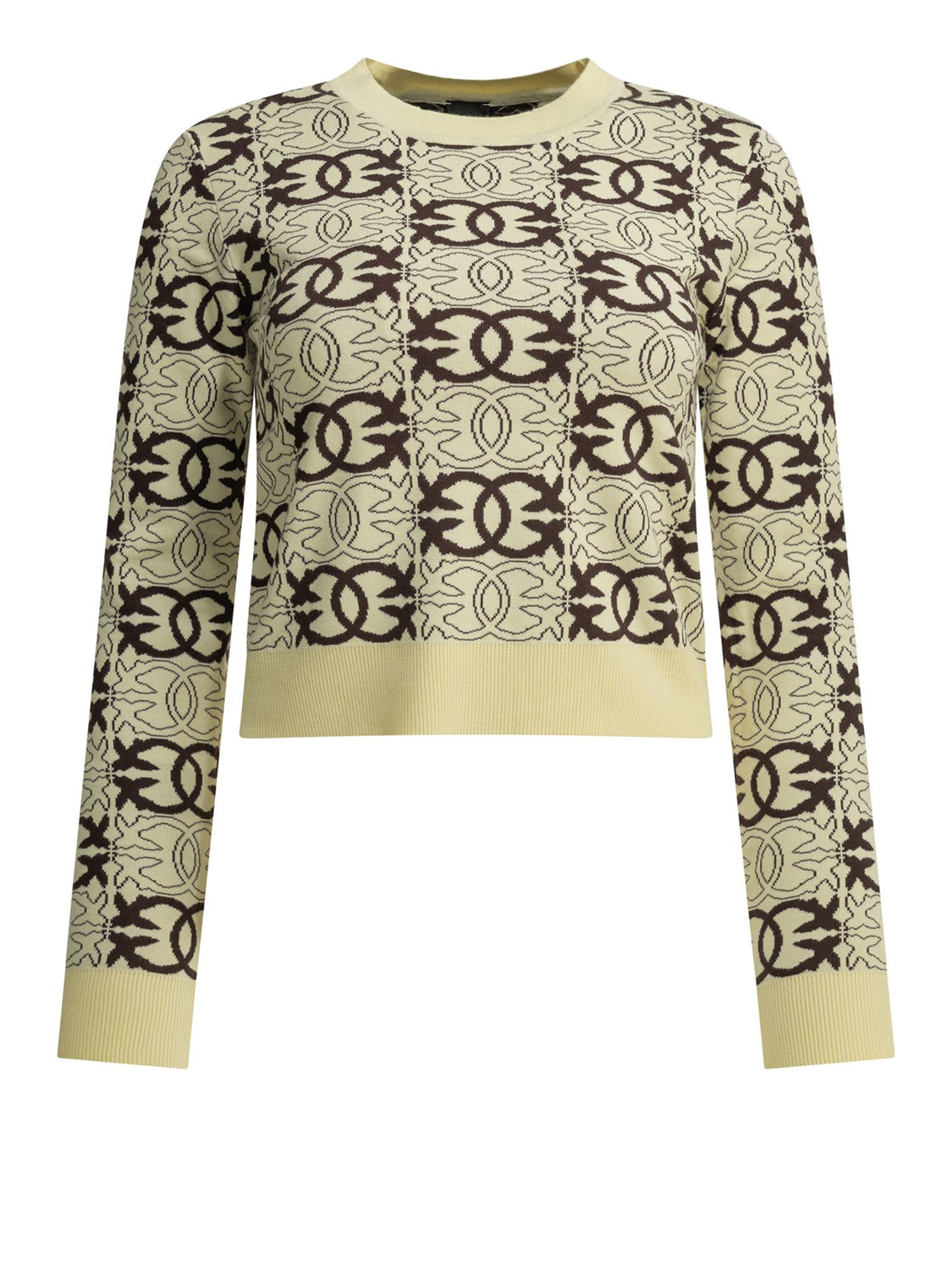 PINKO Pinko Maglia Gypsies Cropped Jacquard Beige Marrone BEIGE/MARRONE
