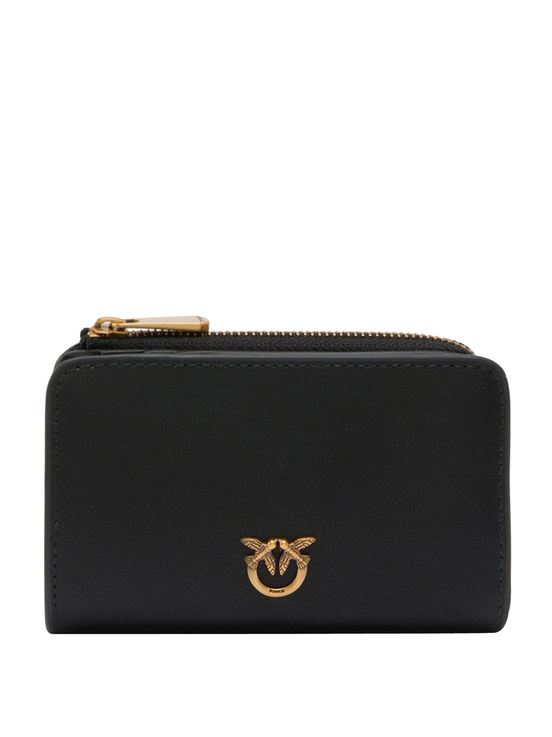 Pinko Portafoglio Mini In Pelle Con Logo Love Birds Pinko - Nero/Oro Nero-Antique Gold