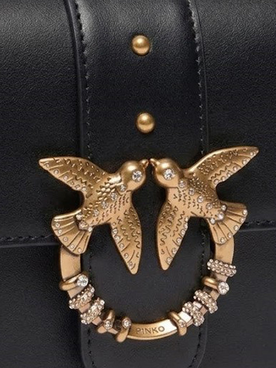 PINKO Borsa a Tracolla Pinko Love One Mini New Buckle Vitel - Nero Nero/oro