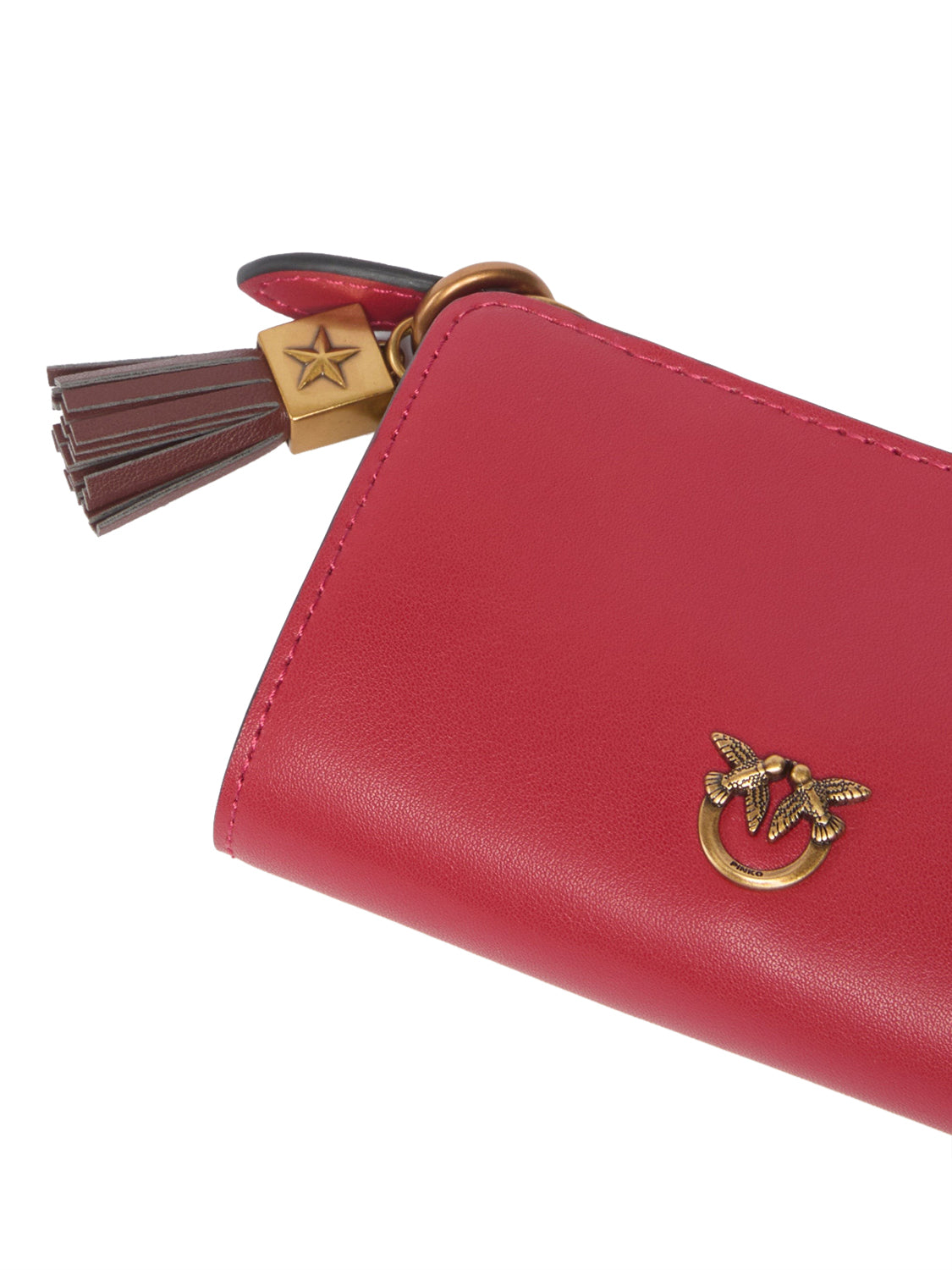 PINKO Mini portafoglio in pelle con nappina Pinko - Rosso Rosso -Antique Gold