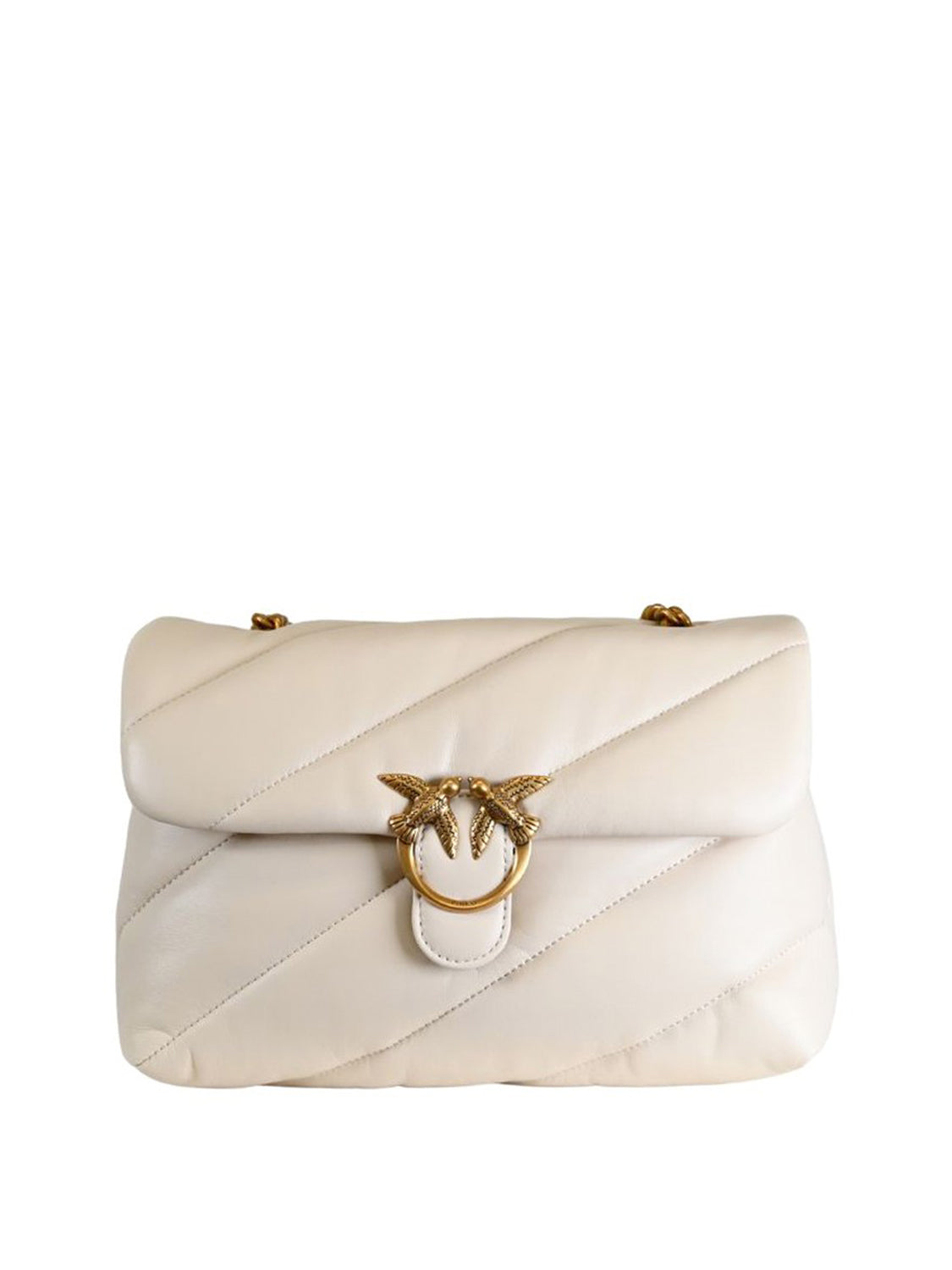 PINKO Pinko Borsa A Tracolla Love Puff Classic Small Bianco Bianco Seta-Antique Gold
