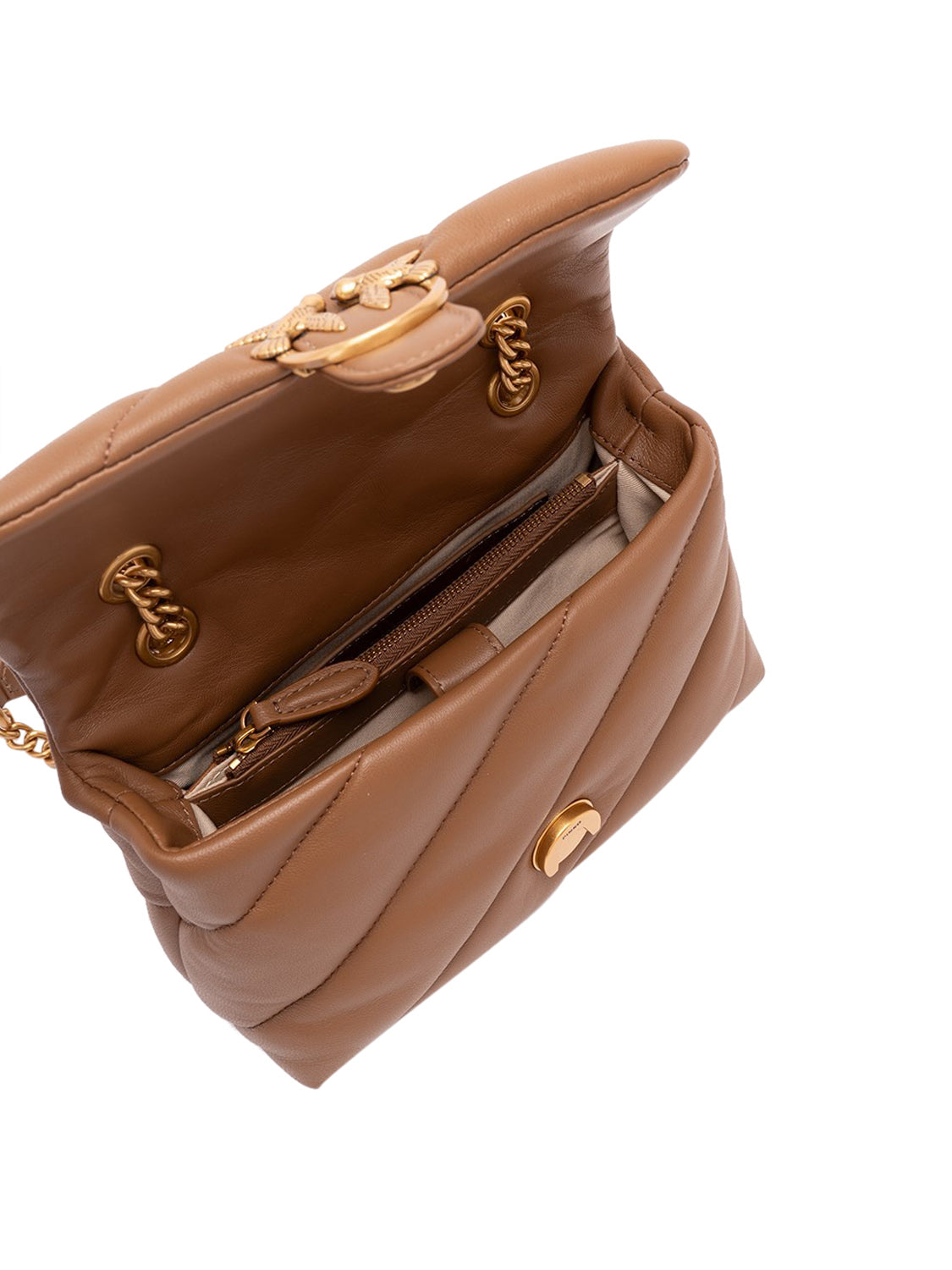 PINKO Pinko Borsa A Tracolla Love Puff Mini Small B. Sheep Marrone Marrone-Antique Gold