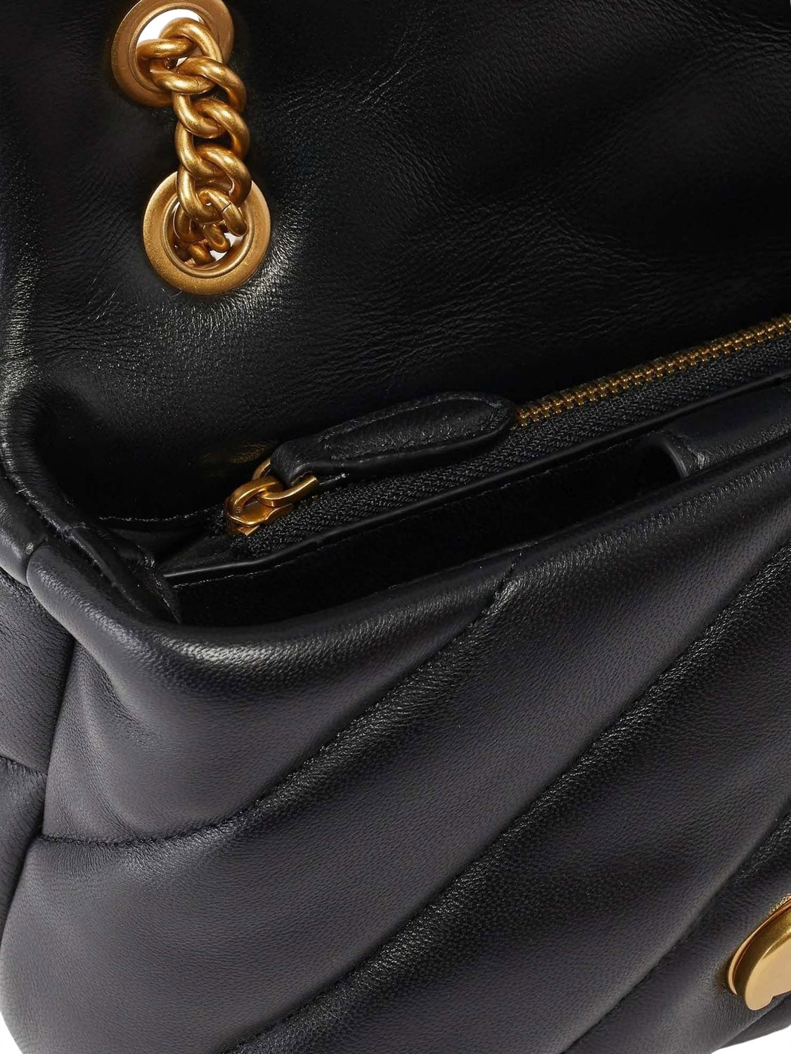 PINKO Pinko Borsa A Tracolla Love Puff Mini Small B. Sheep Nero Nero-Antique Gold