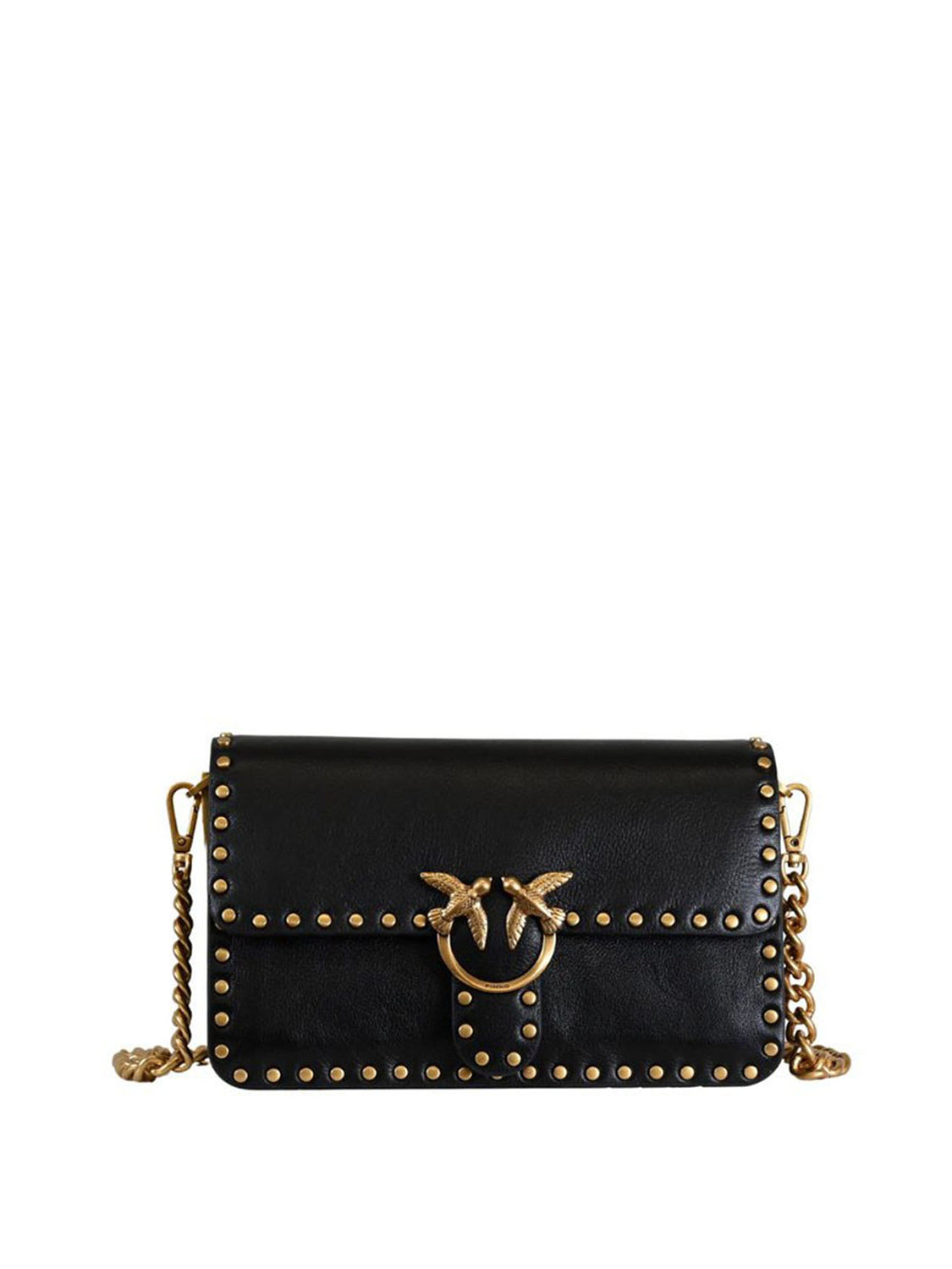 PINKO Borsa a Tracolla Love One Slouchy Mn. Studs Small Pinko - Nero Nero/oro