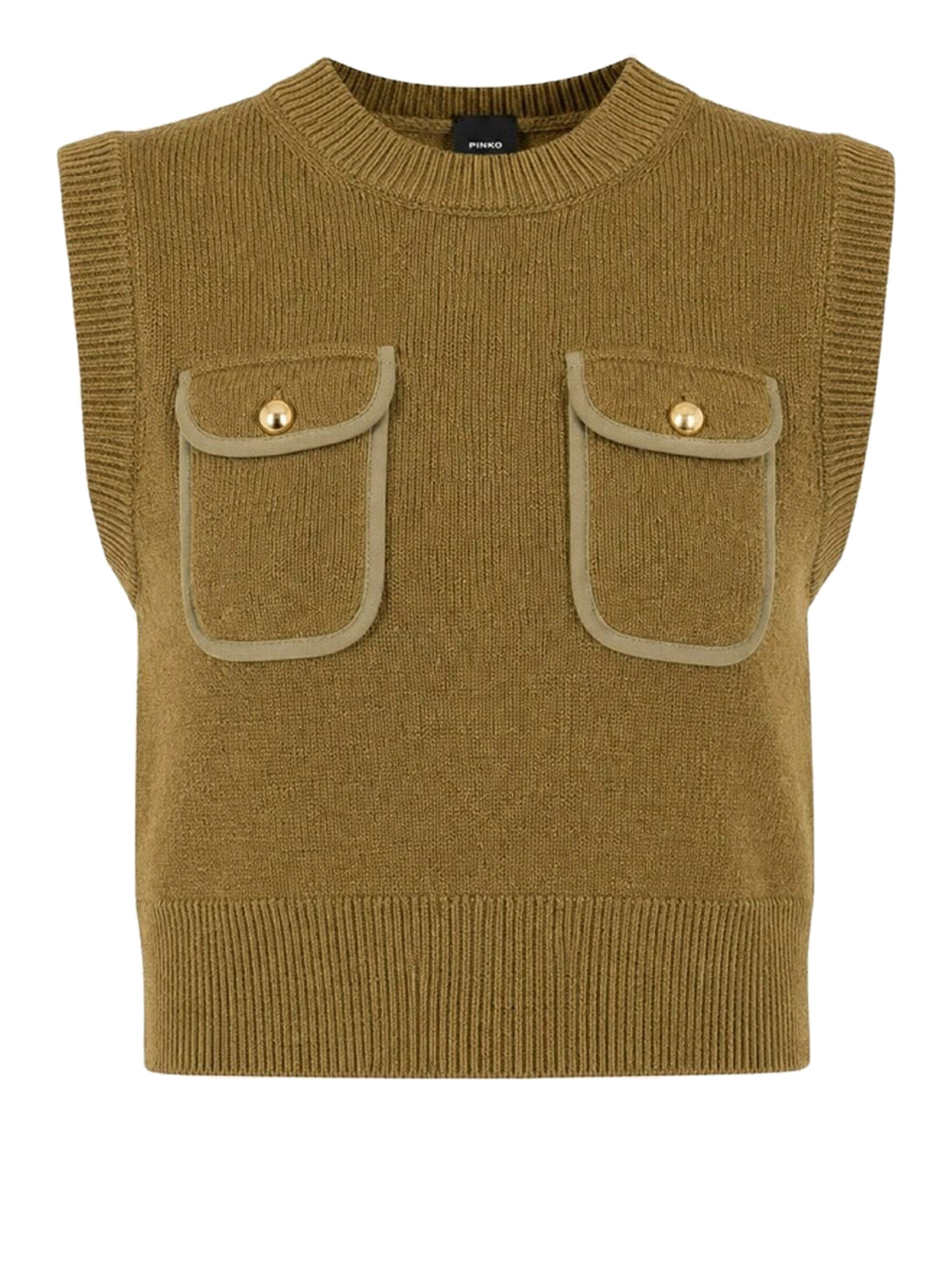 PINKO 2 USCITA Pinko Belato Gilet Blend Wool Con De Verde Verde-Lucertola