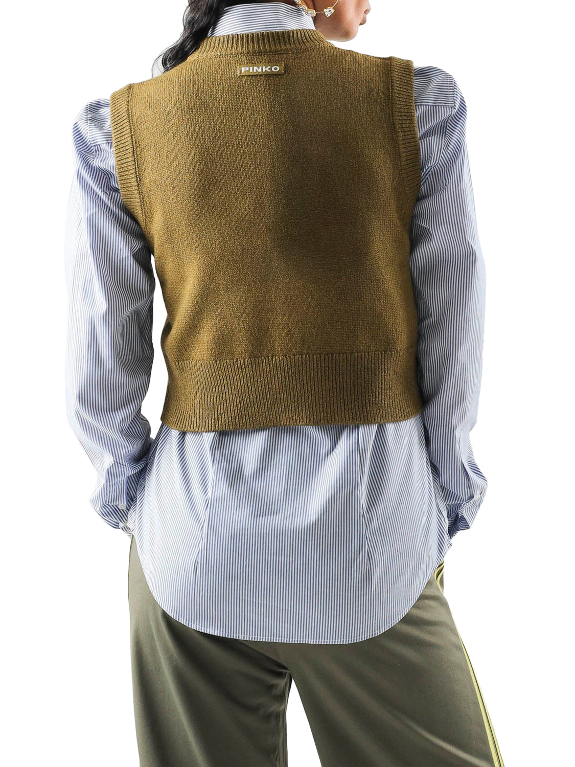 PINKO 2 USCITA Pinko Belato Gilet Blend Wool Con De Verde Verde-Lucertola