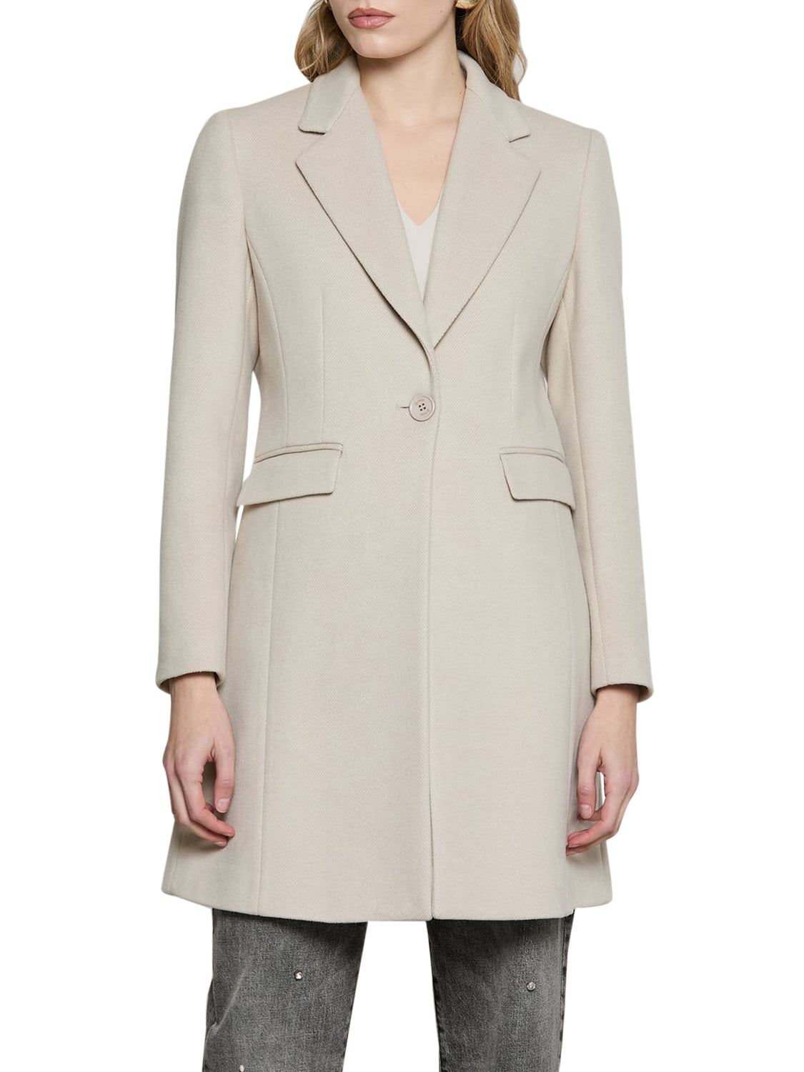 RELISH Relish Cappotto Baron Manica Lunga 1 Bottone - Avorio IVORY